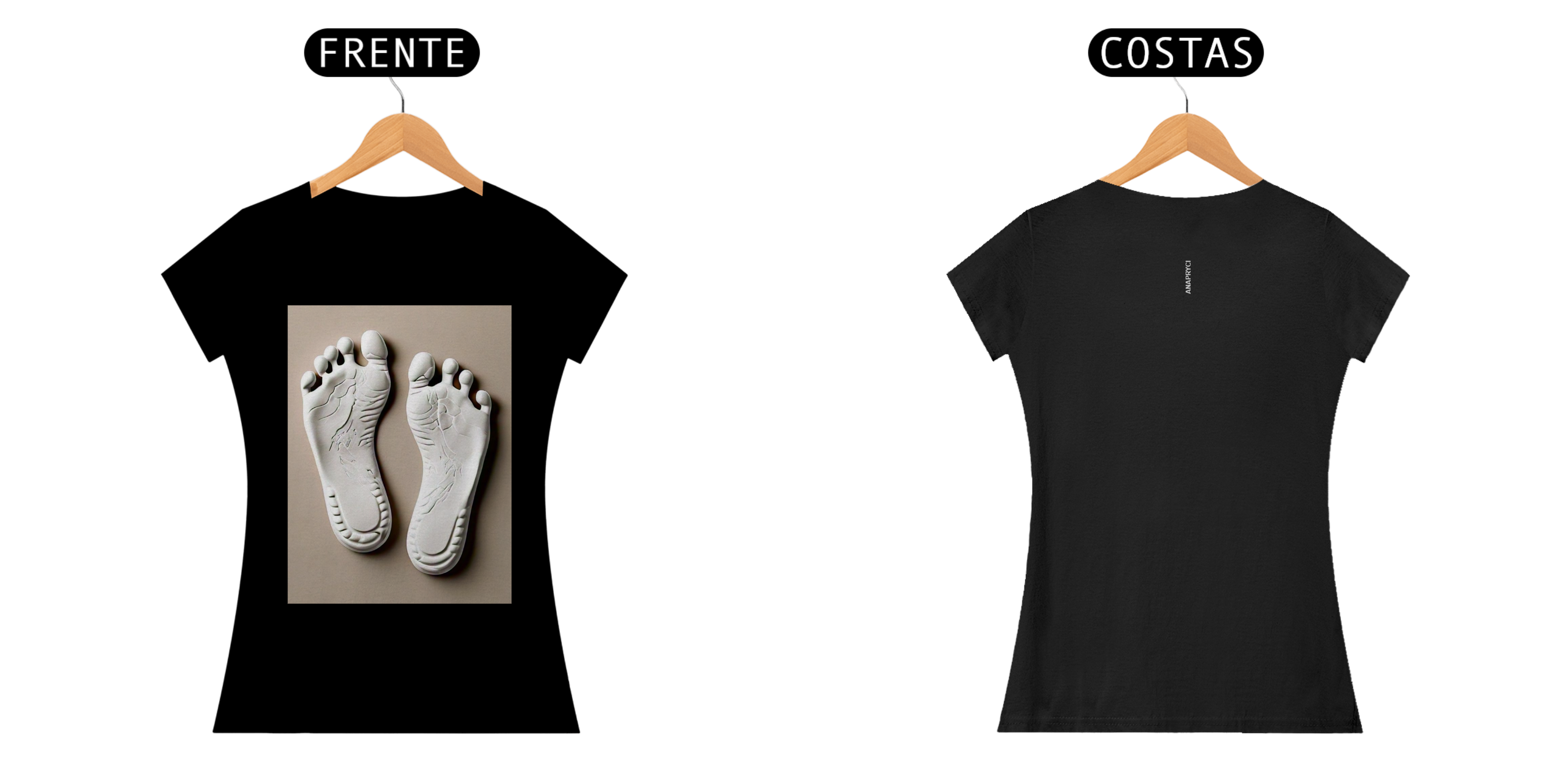 Camisa Baby Long Pima Estampa pegadas feminino ANAPRYCI