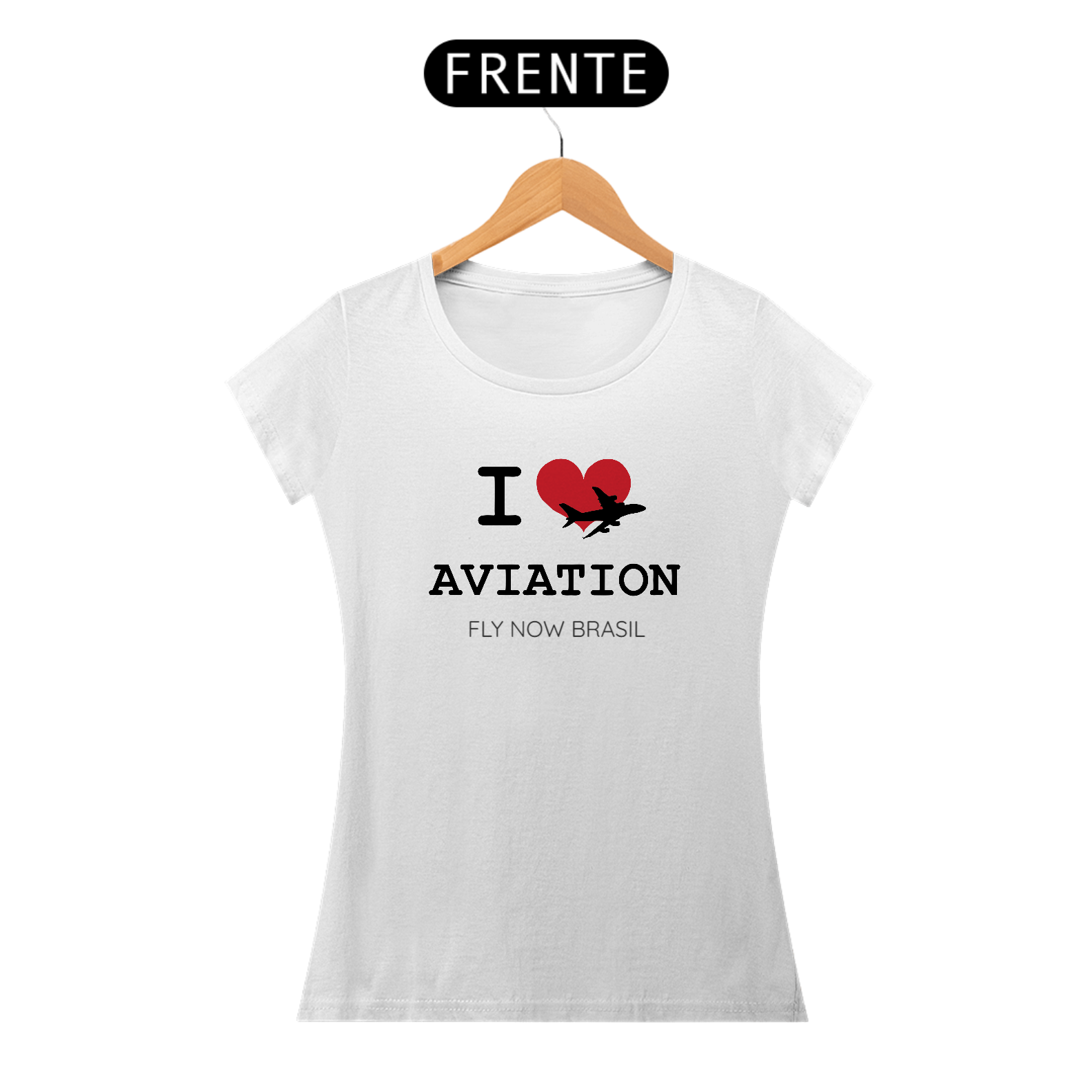 Camiseta Babylook I Love Aviation Branca