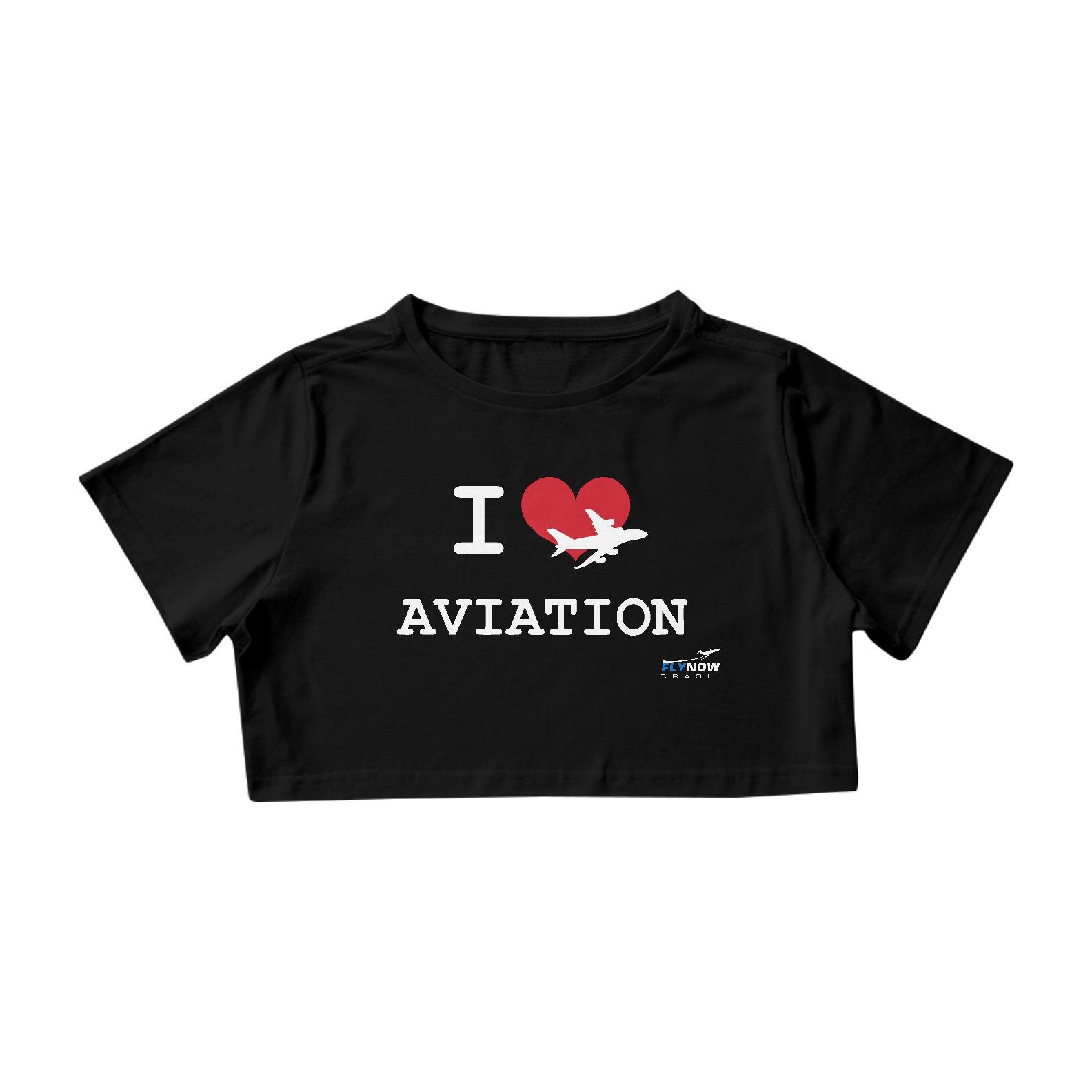 Cropped I Love Aviation Preto