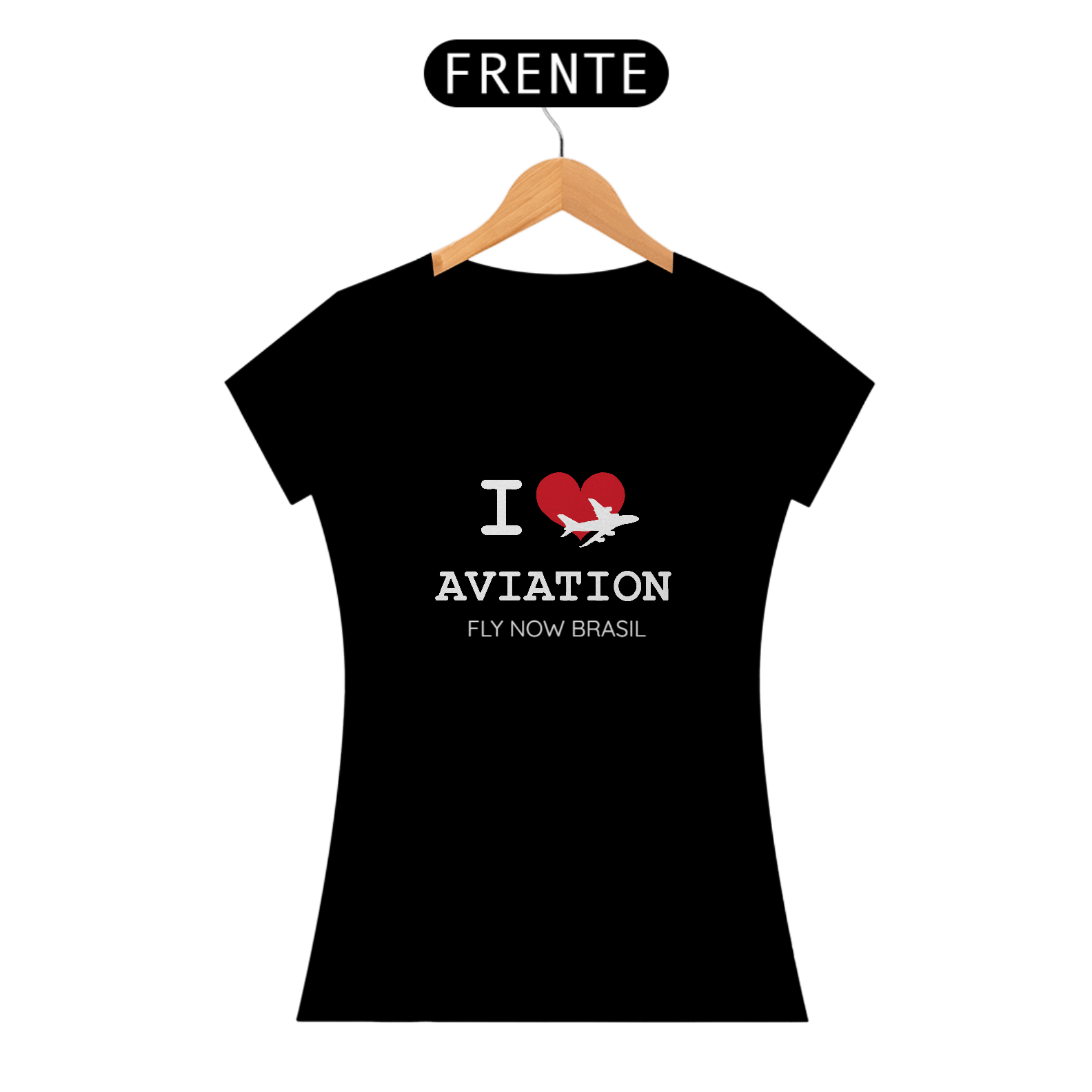 Camiseta Babylook I Love Aviation Preta