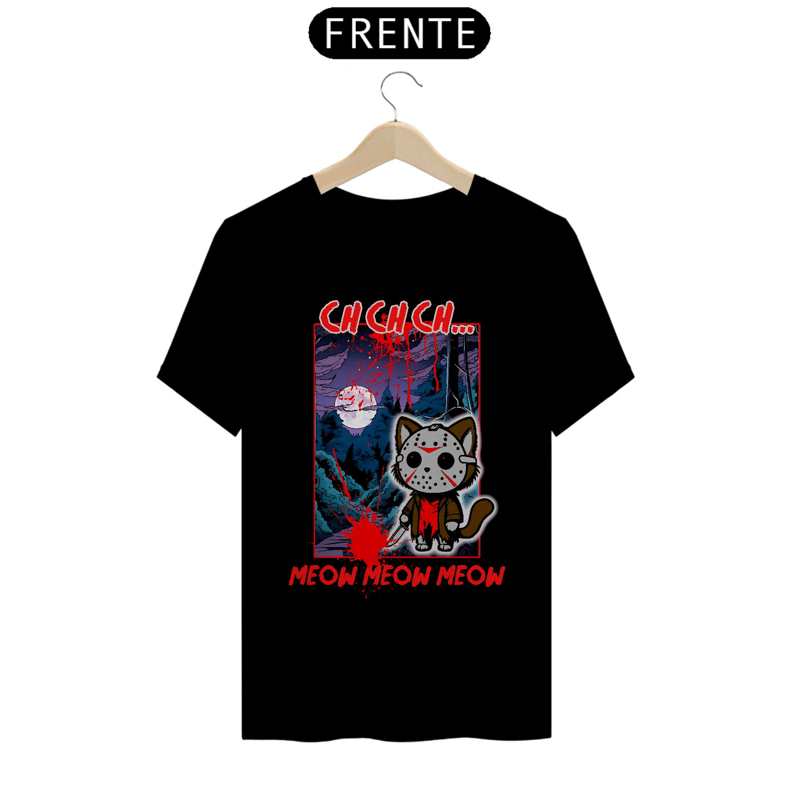 CAMISETA JASON - SEXTA FEIRA 13 (CH CH CH...MEOW MEOW MEOW) 