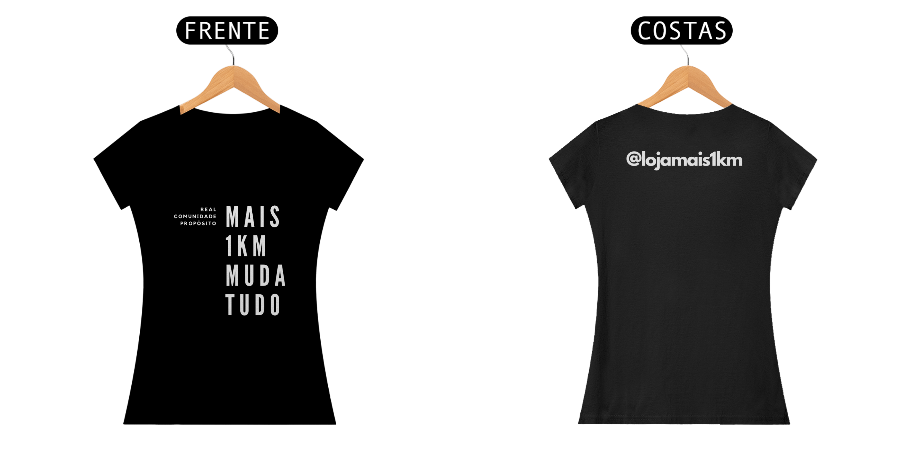 Camiseta Baby Long Mais1km Muda Tudo – Algodão Prime, Edição Run Club