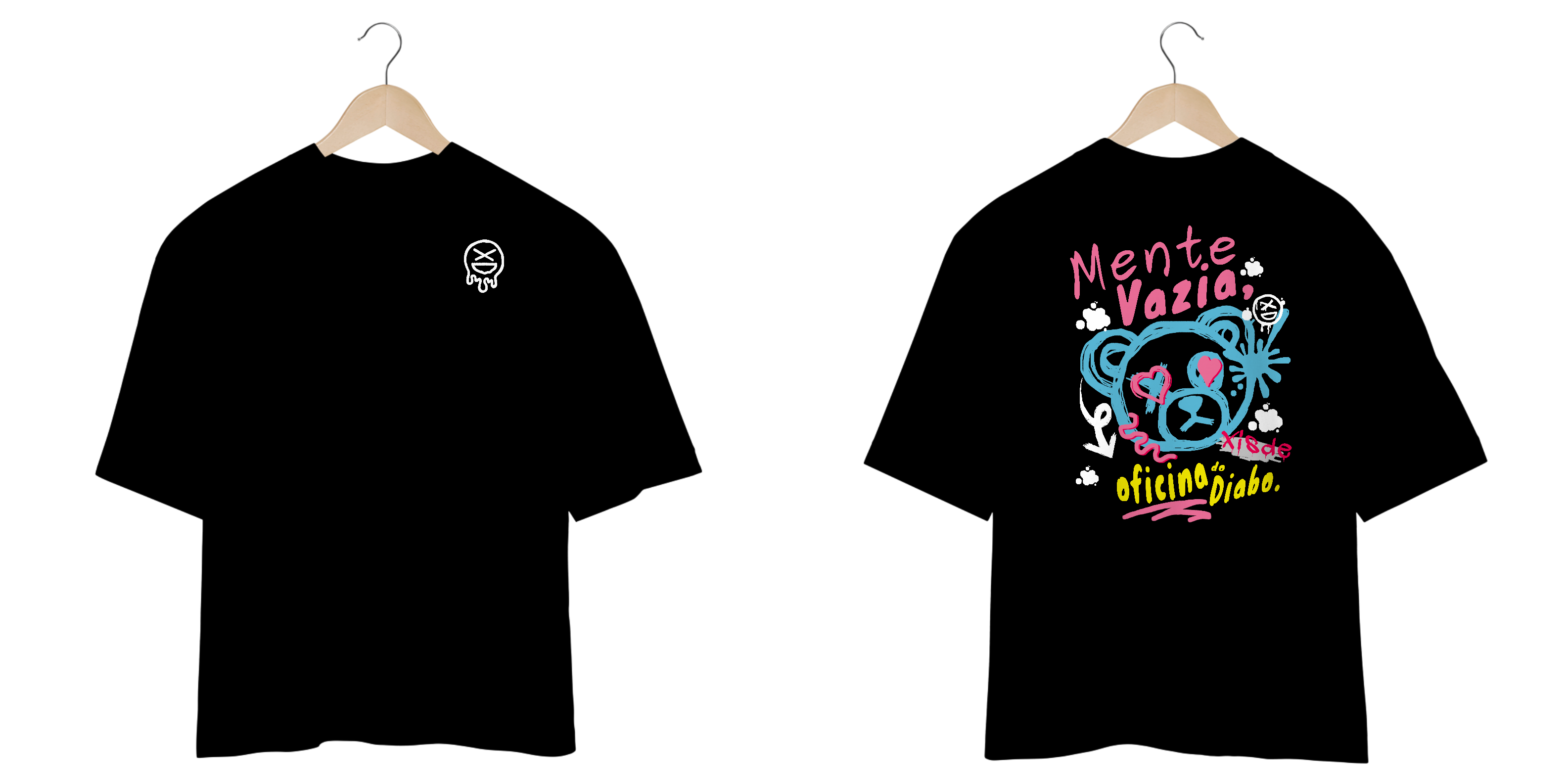 Camisa oversized - frase de avó: mente vazia oficina do diabo