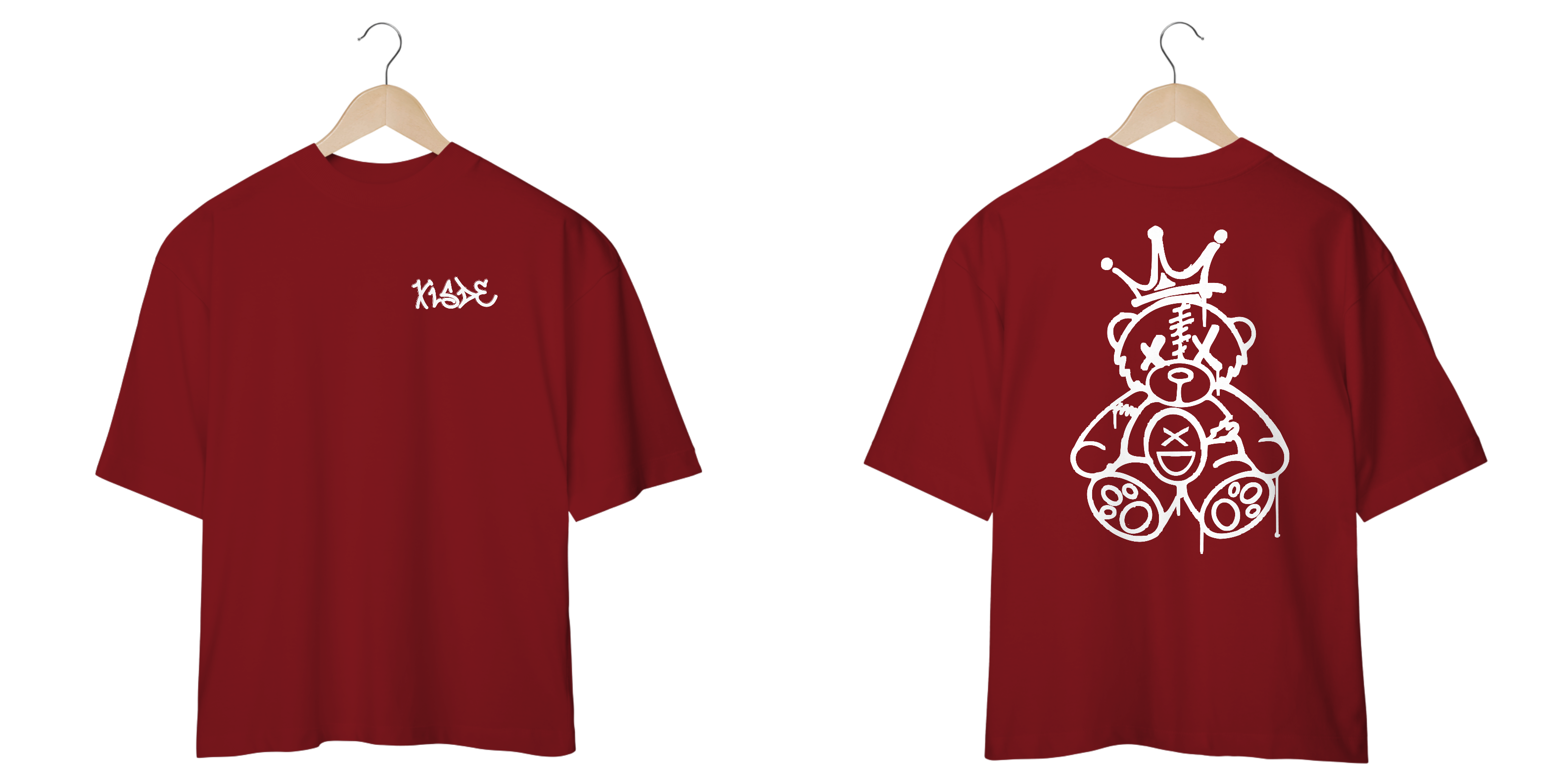 Camiseta Oversize Xisde Grafite com Urso nas Costas - logo branca - Streetwear Autêntico Brasileiro