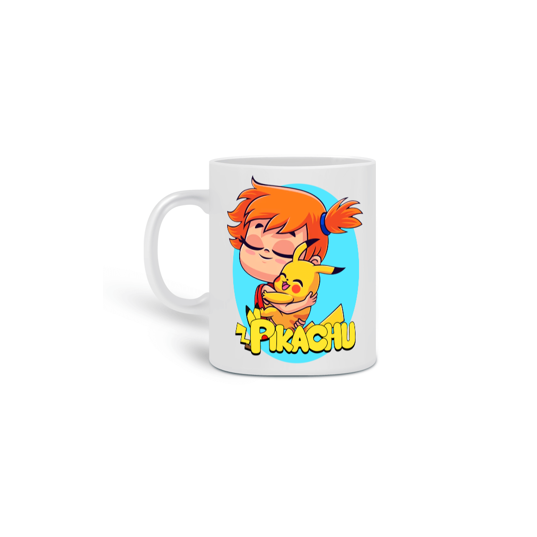 Caneca Pokemon Pikachu Ash e Misty