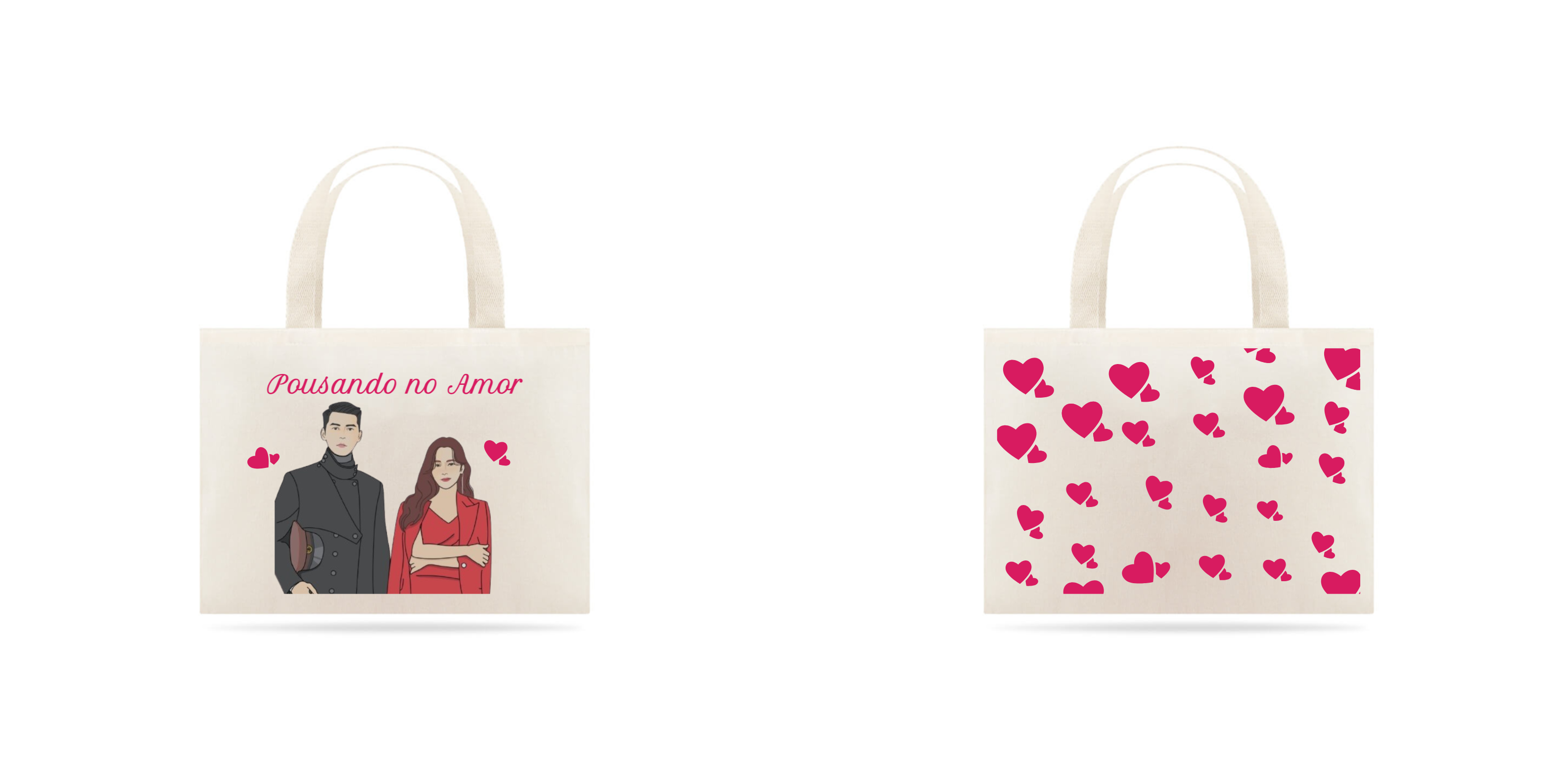 Ecobag Pousando no Amor heart frente e verso 
