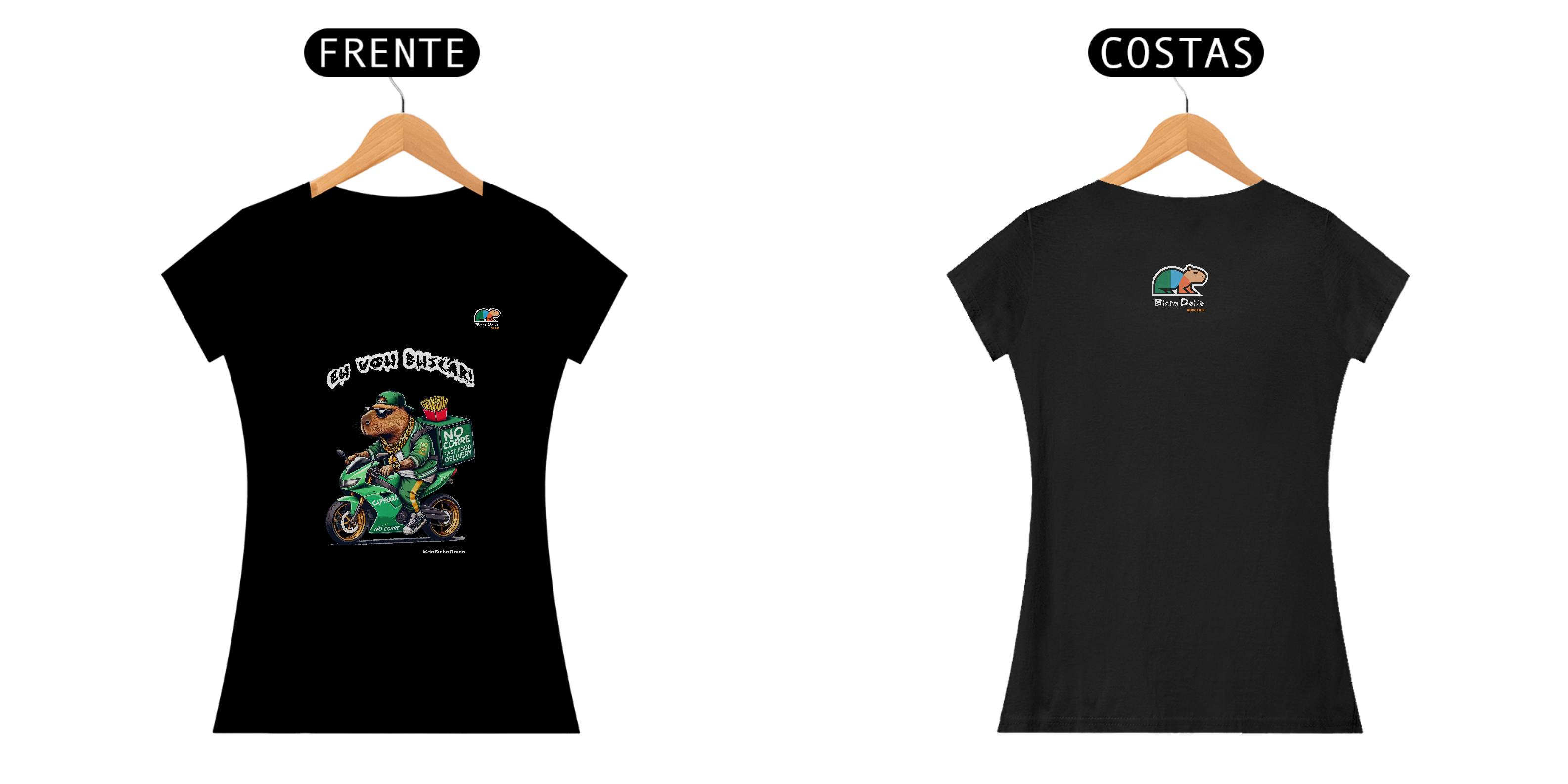 Camiseta Baby Long Prime, Eu vou buscar, No corre do delivery, Bicho Doido