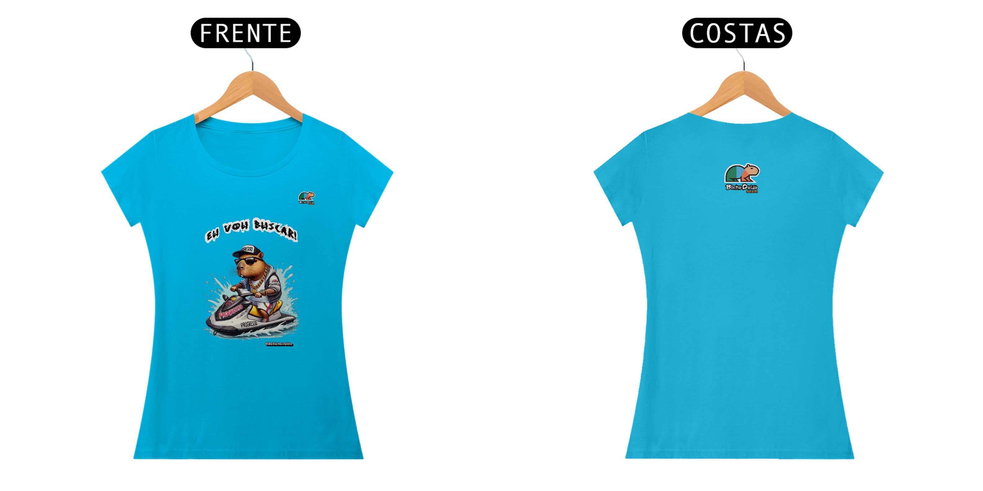 Camiseta Baby Long Classic, Eu vou buscar, Na onda do jetsky, Bicho Doido