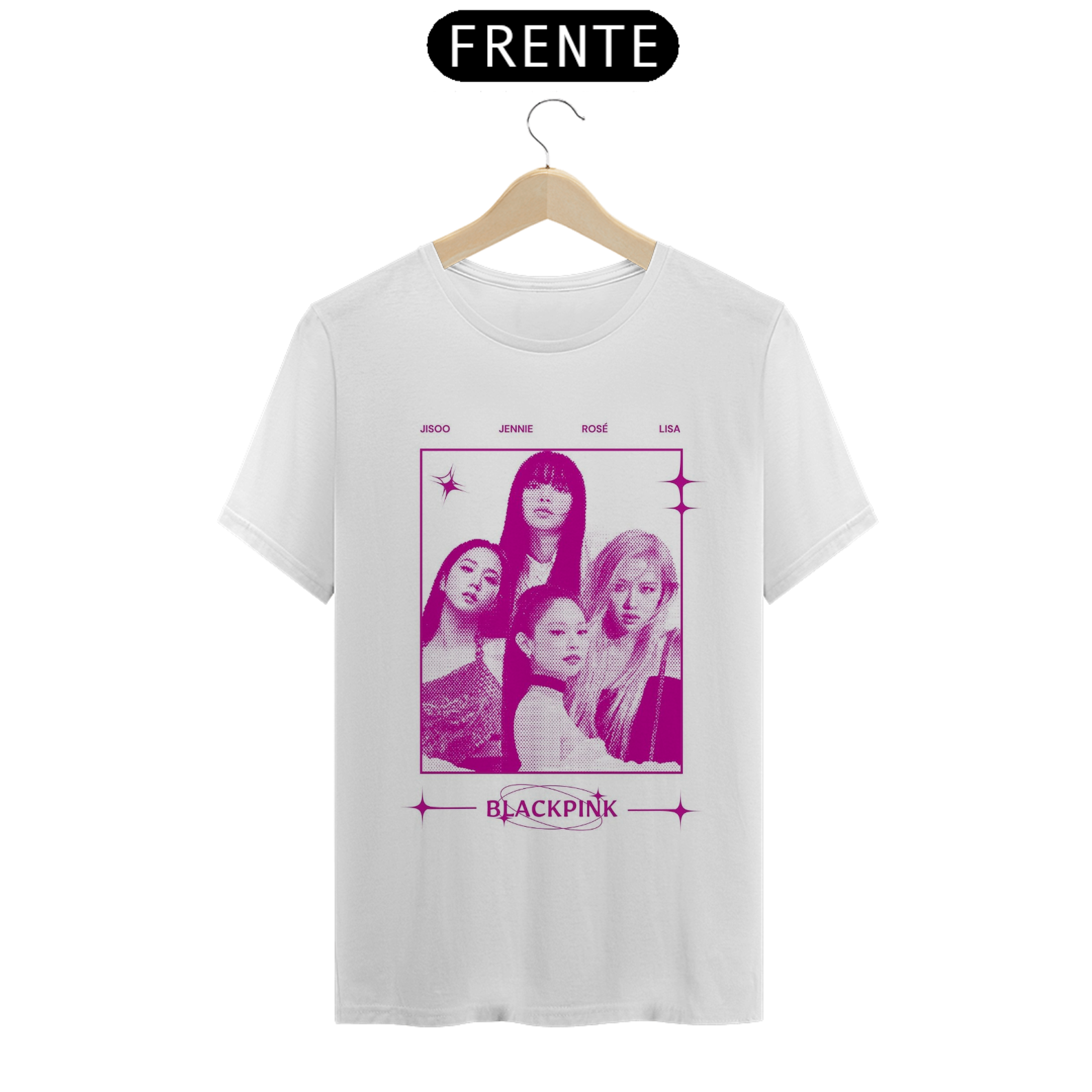 camisa blacpink estampa rosada