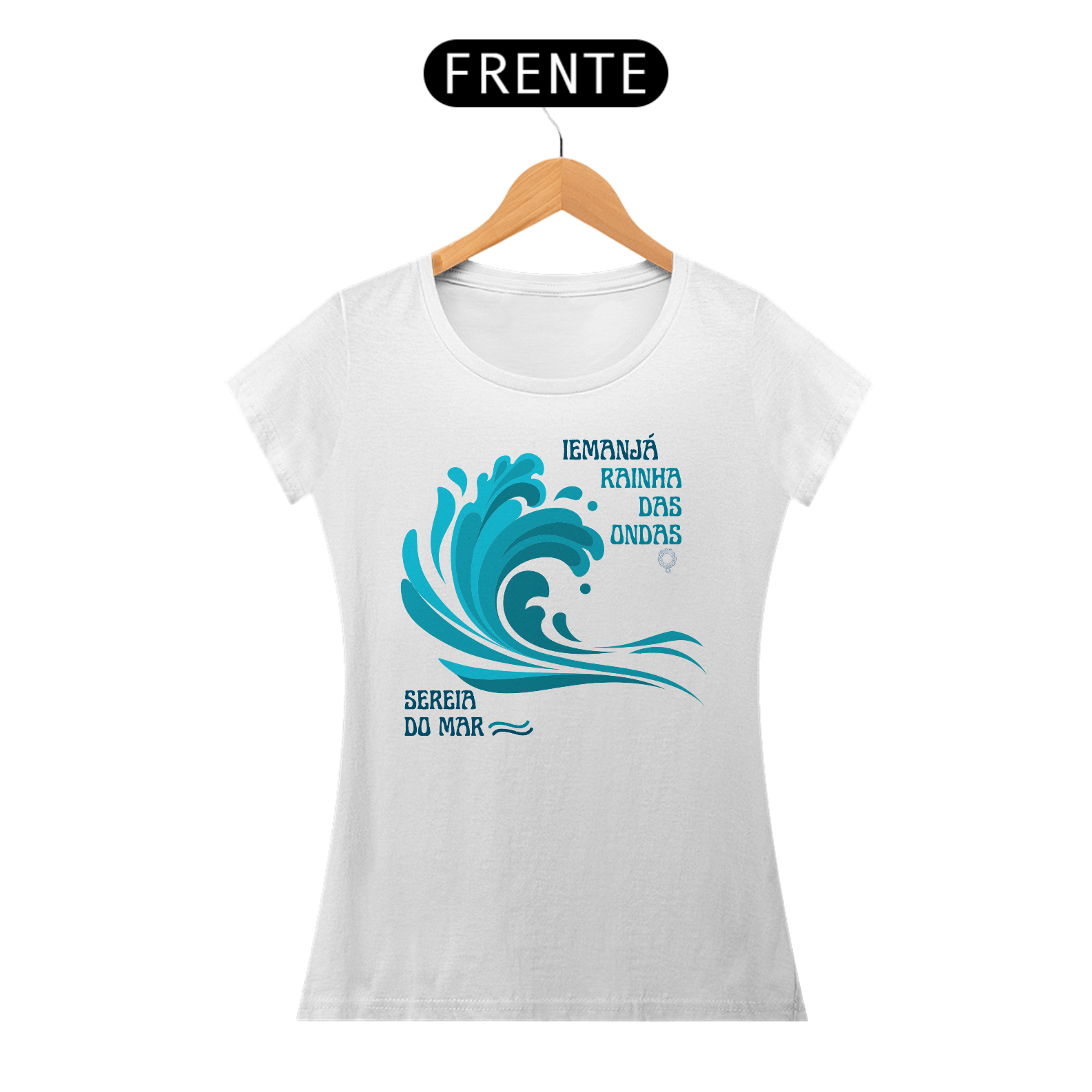 CAMISA T-SHIRT BABY LONG BRANCA - IEMANJA RAINHA DAS ONDAS SEREIA DO MAR