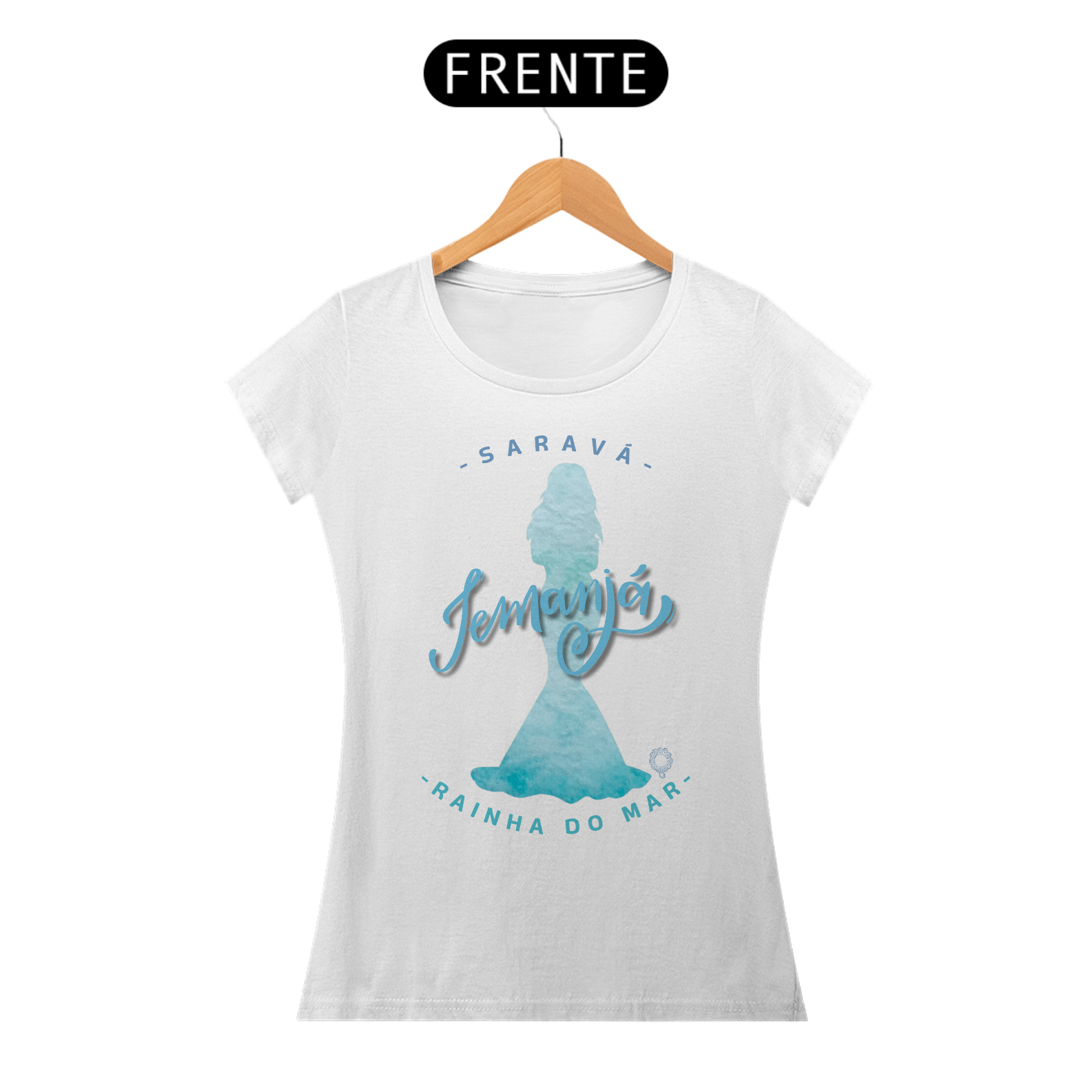 CAMISA T-SHIRT BABY LONG BRANCA - SARAVÁ IEMANJÁ RAINHA DO MAR