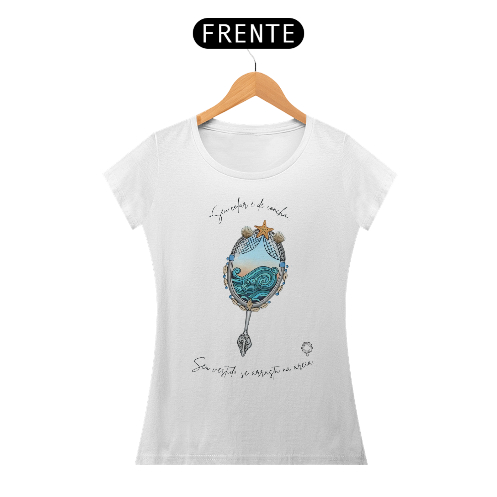 CAMISA T-SHIRT BABY LONG BRANCA - SEU COLAR É DE CONCHA
