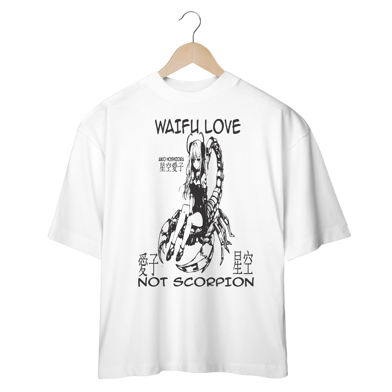 Camiseta Oversized  Branca Y2K  Waifu Love