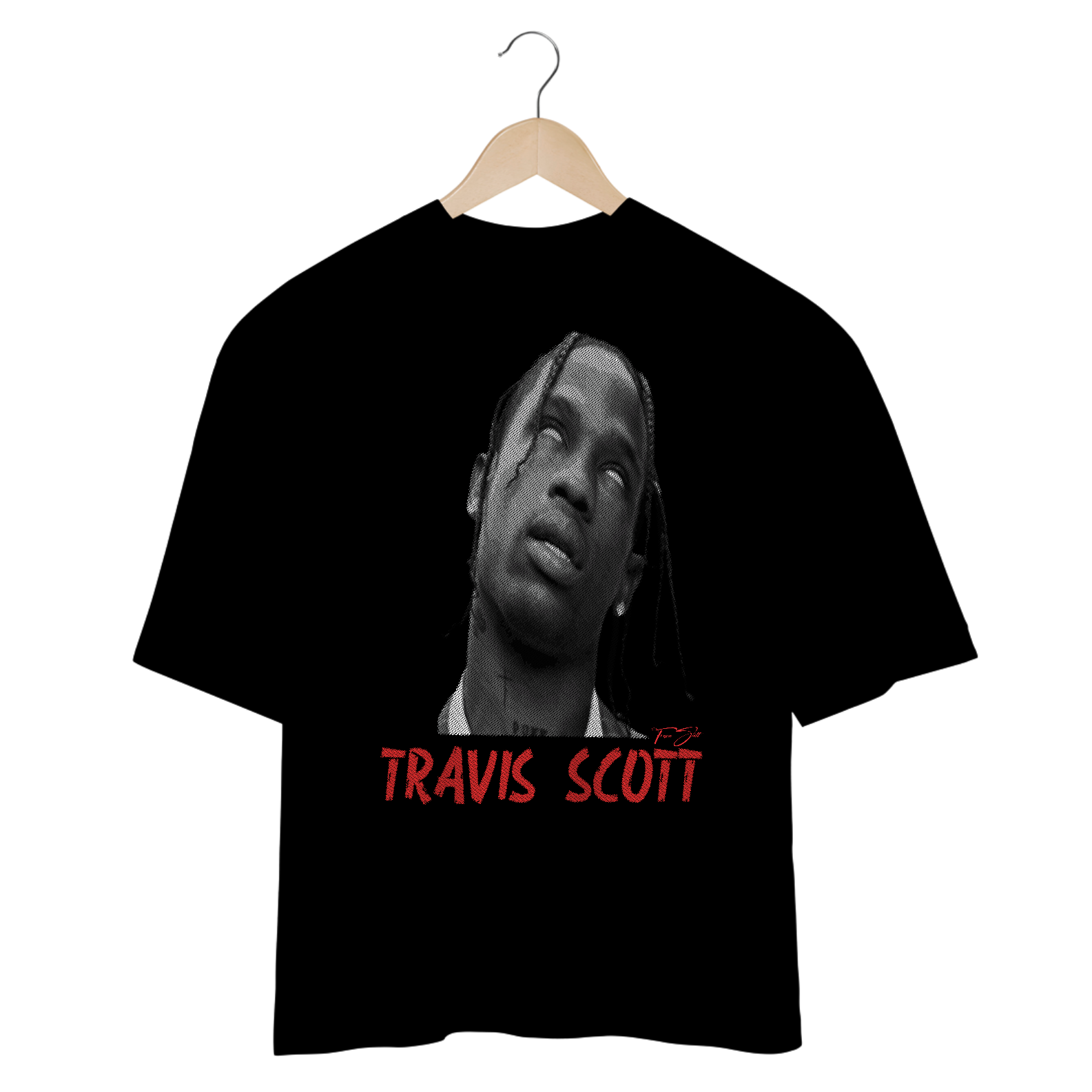 Camiseta Oversized Preta Y2K, Travis Scott