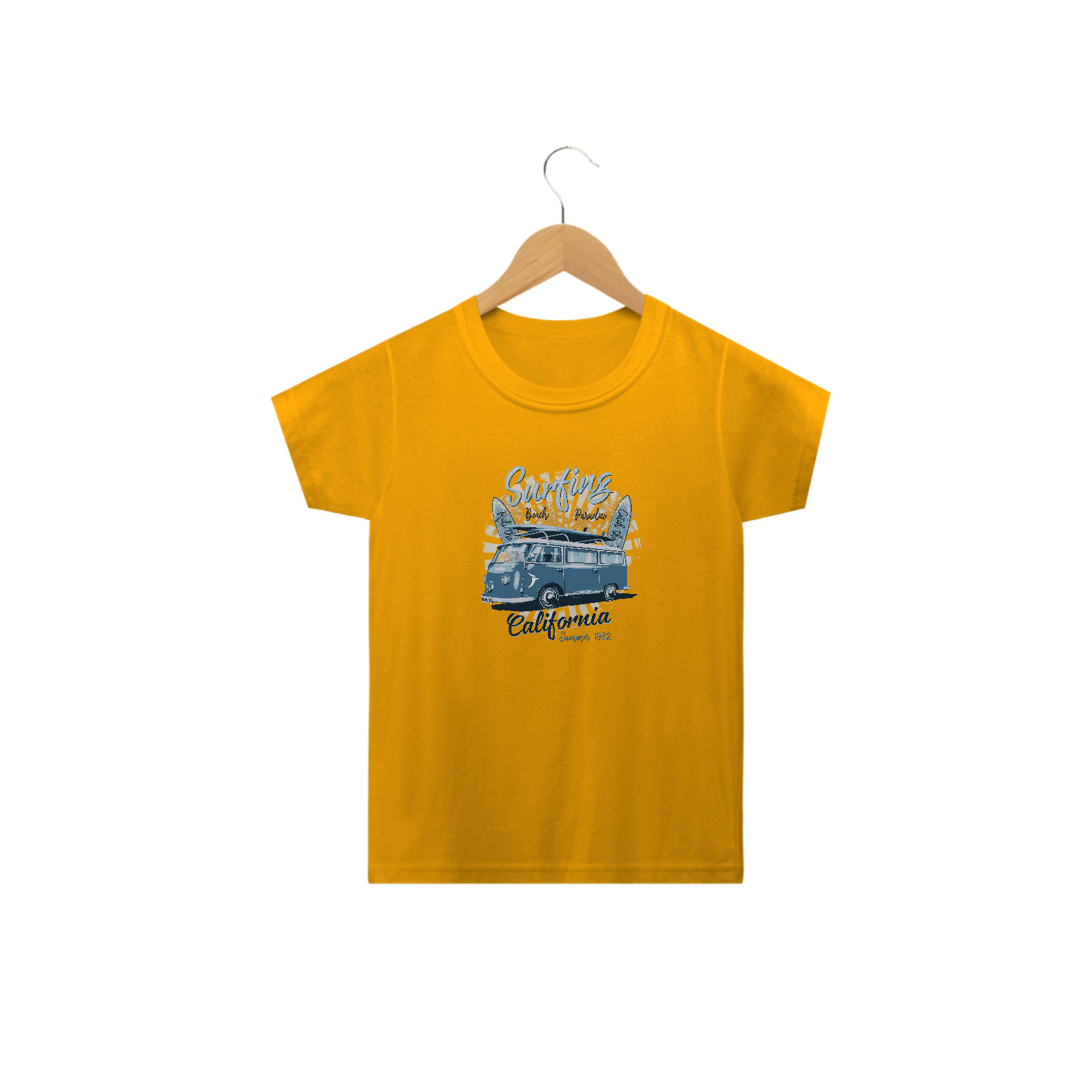Camiseta Infantil Kombi Modelo 1 - Surfing Beach California
