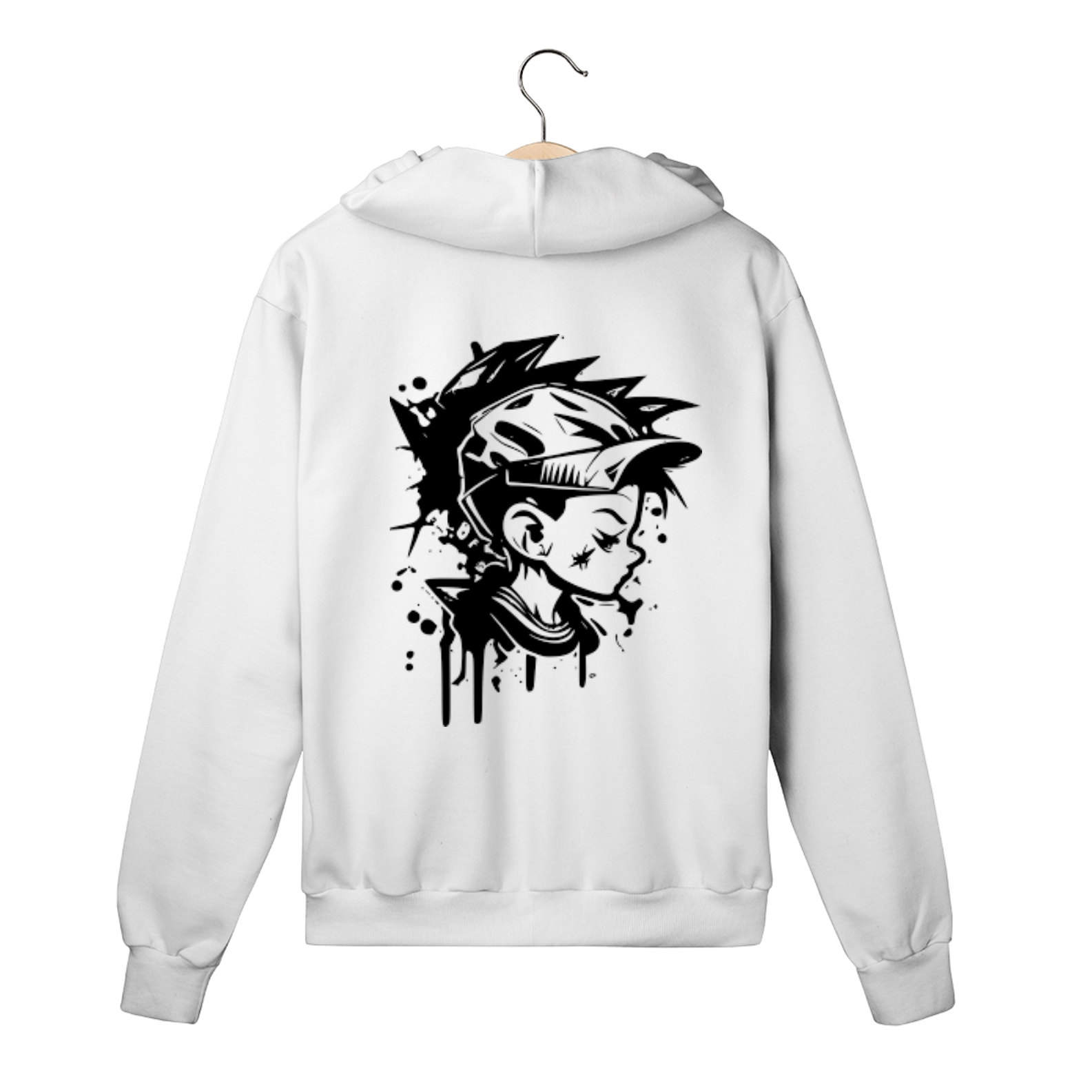 moletom bBranco de ziper.