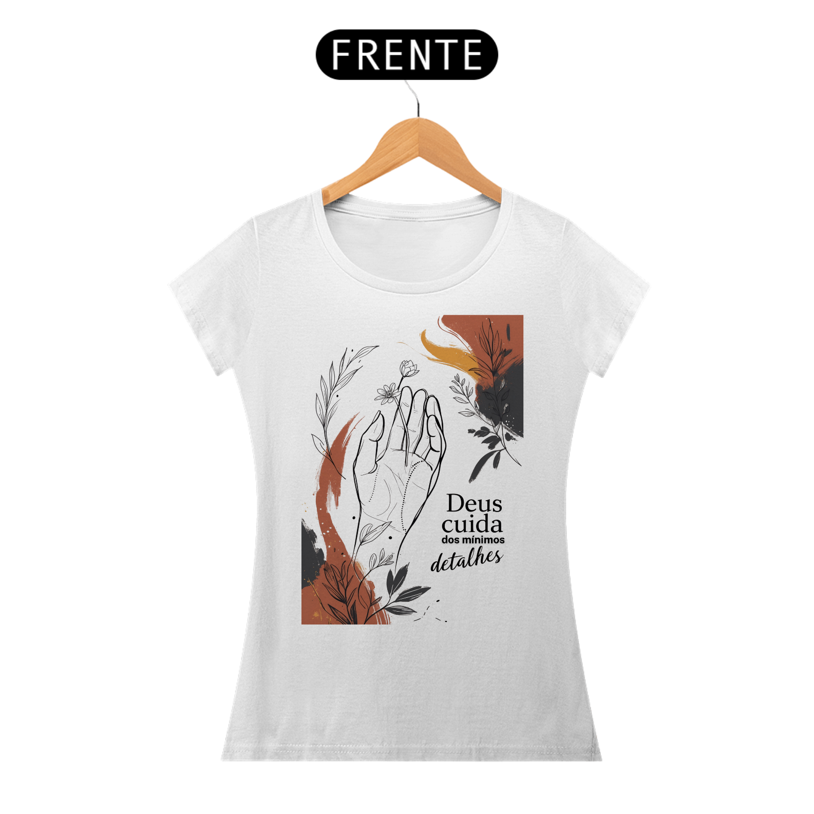 Camiseta Baby Long Prime - Deus Cuida dos detalhes
