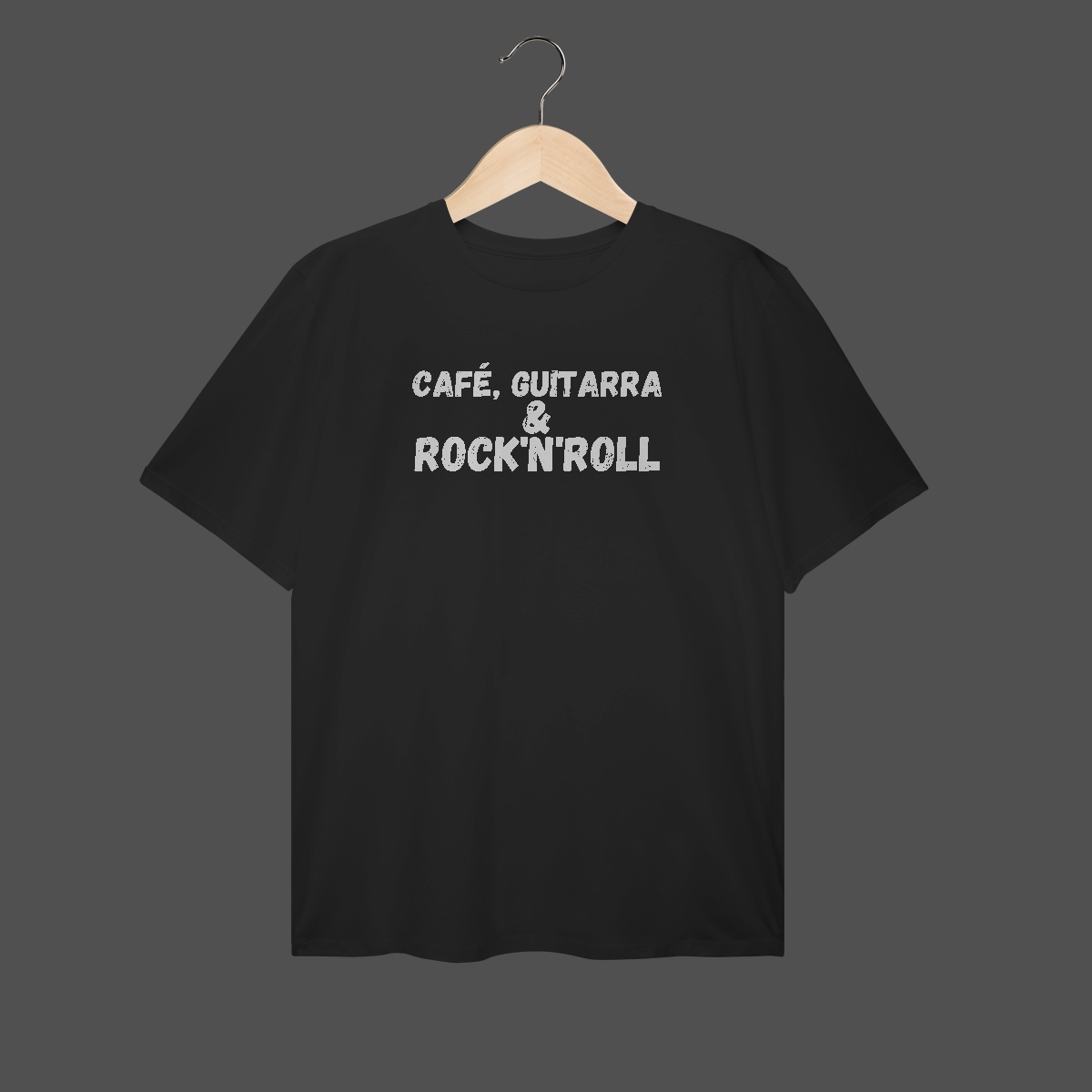 Camiseta Plus Size | Café, Guitarra & Rock'N'Roll