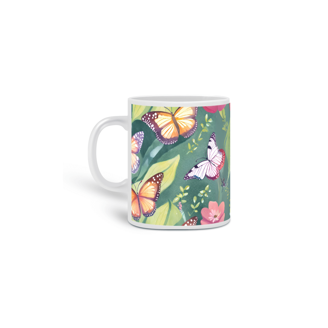 Caneca - Borboletas Jardim Verde