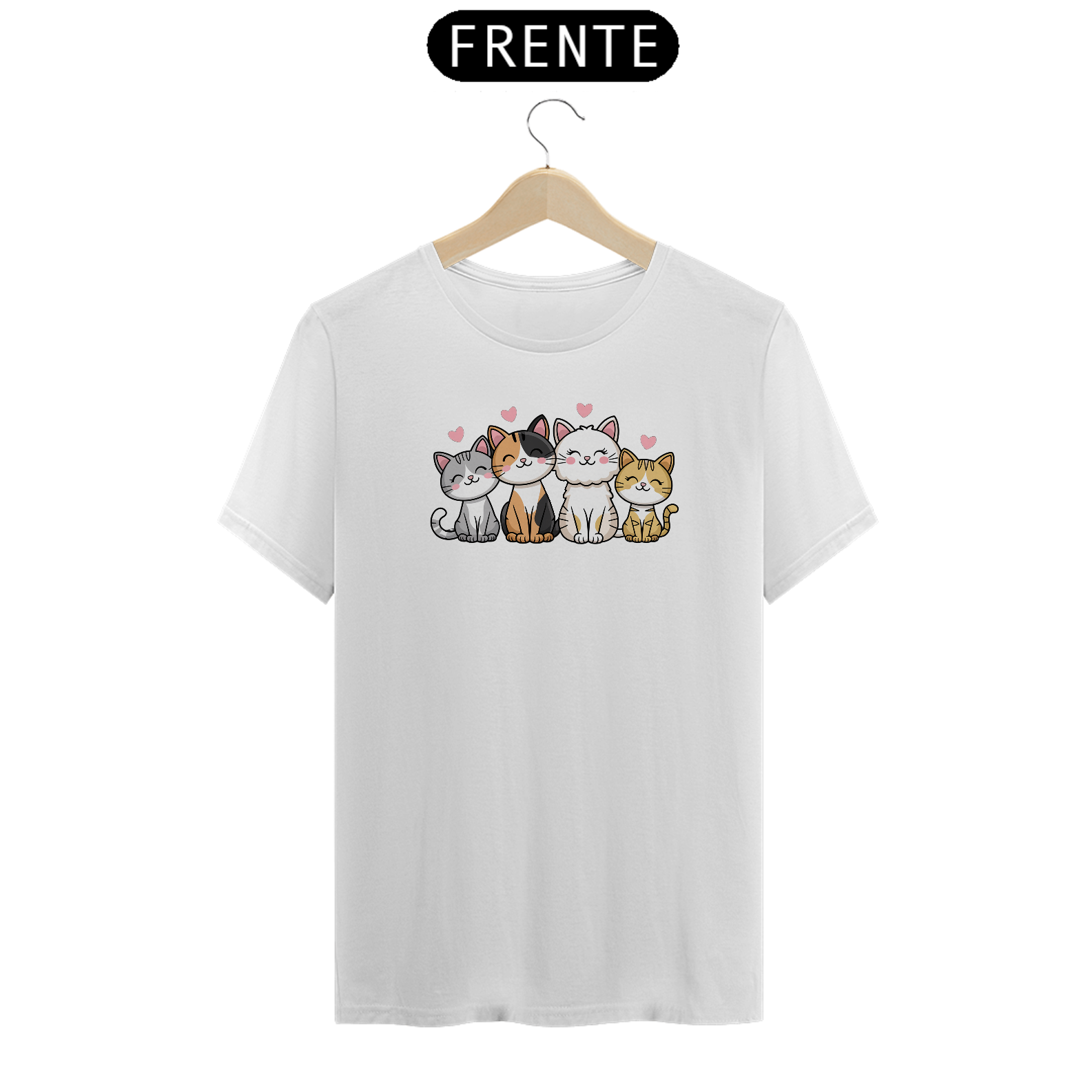 T-shirt Classic com Estampa de quatros Gatos