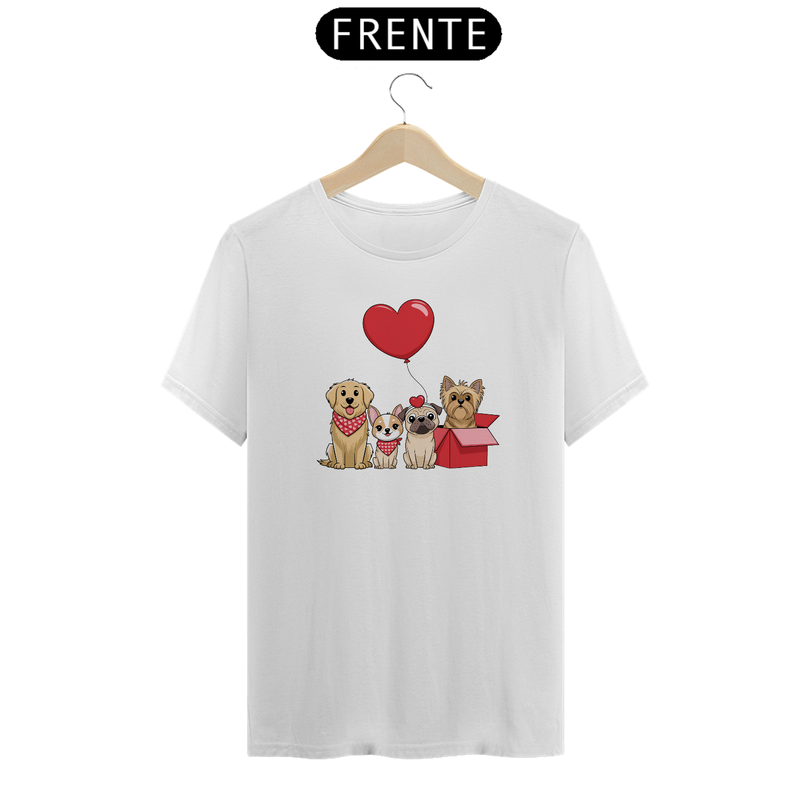 T-shirt Classic com Estampa de Quatro Cães