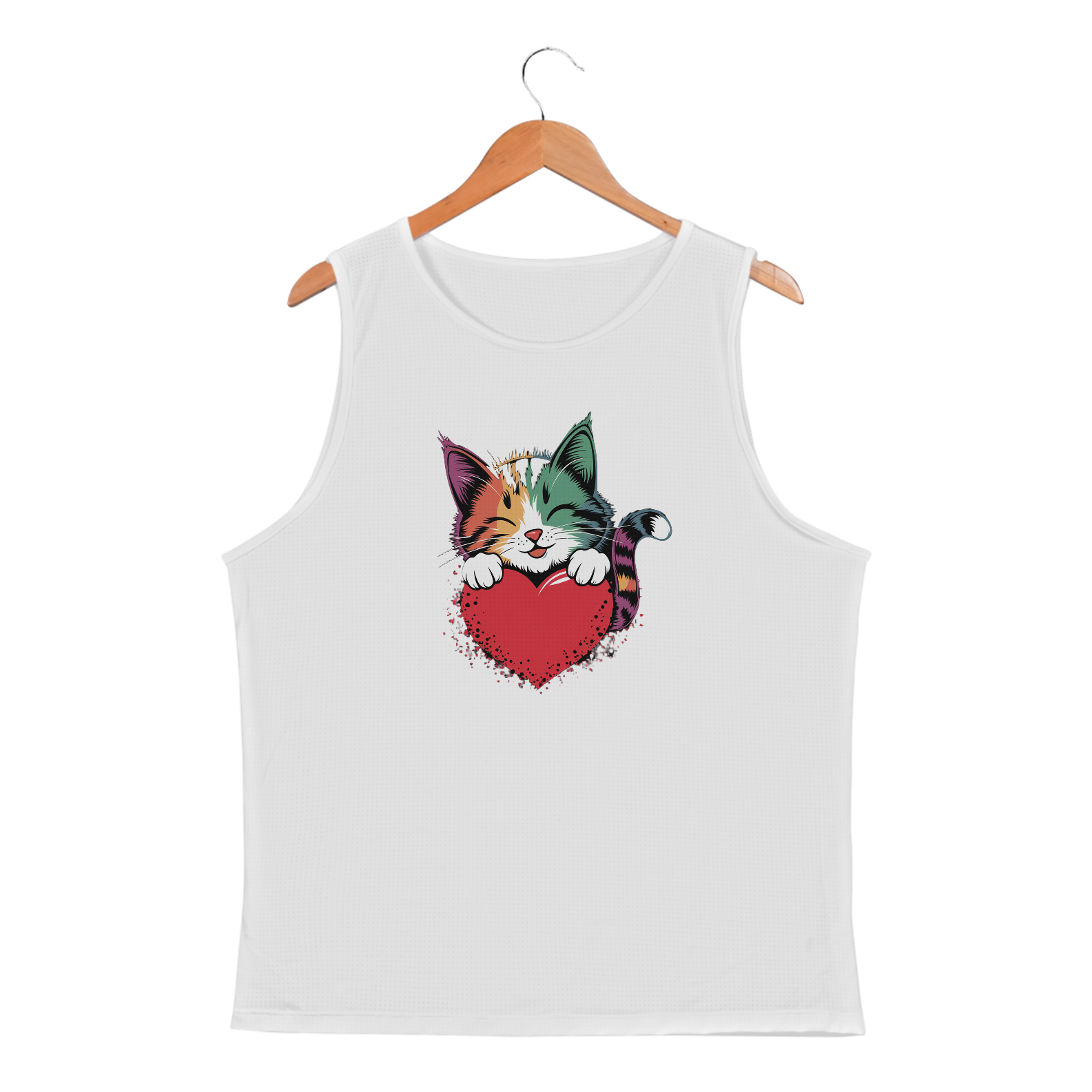 Regata Masculina Sport Dry UV estampa gato coracao Namorados