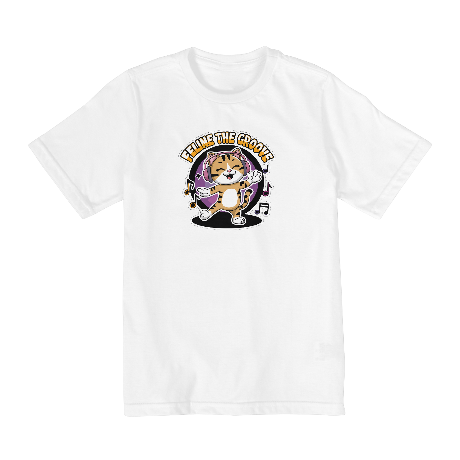 Quality Infantil  Camiseta 10-14 anos Estampa Gato ouvindo música