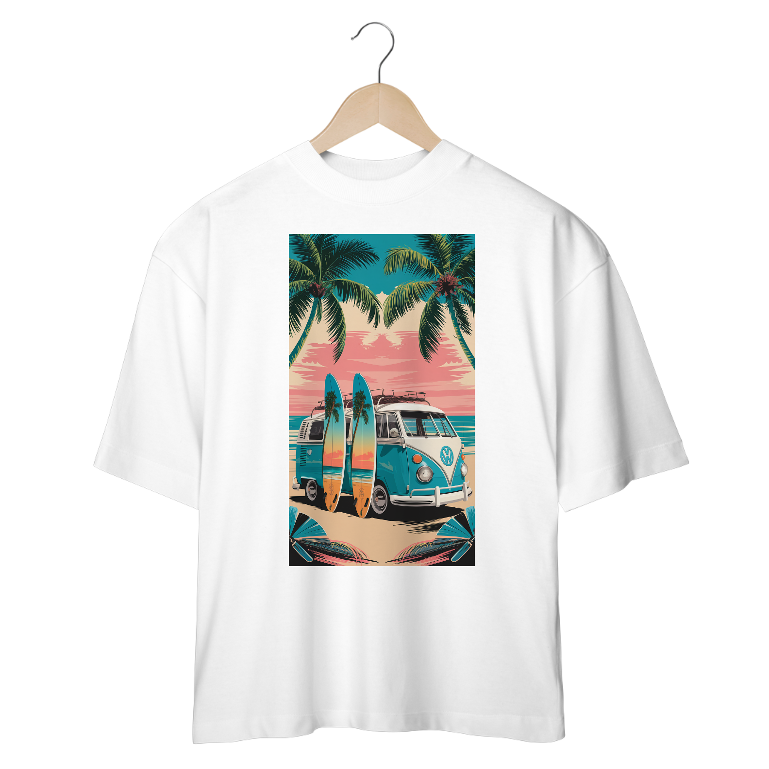  Camiseta Oversized Estampa Surf Praia