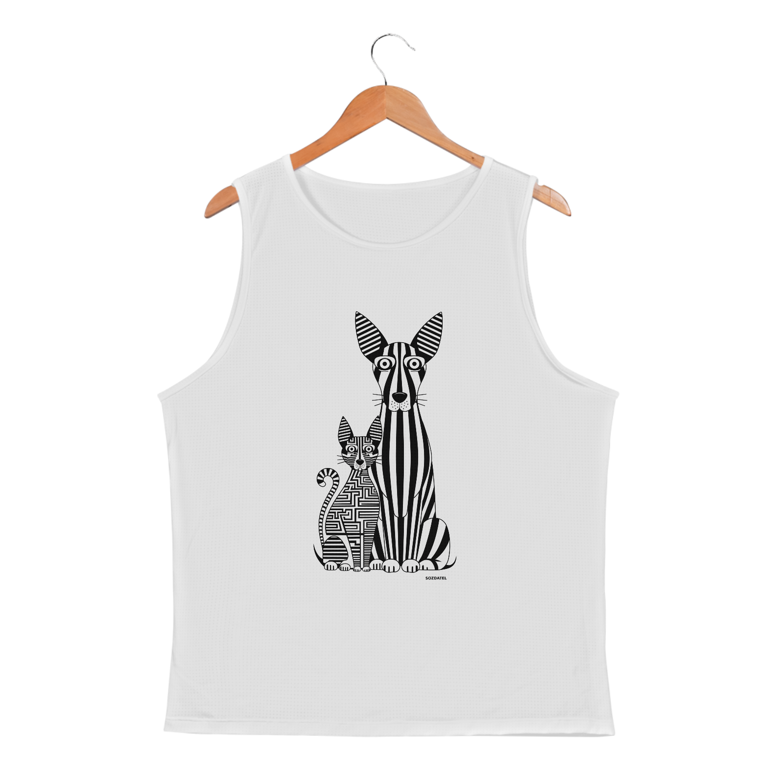 Regata Masculina Sport Dry UV Estampa Gato Cão Linhas