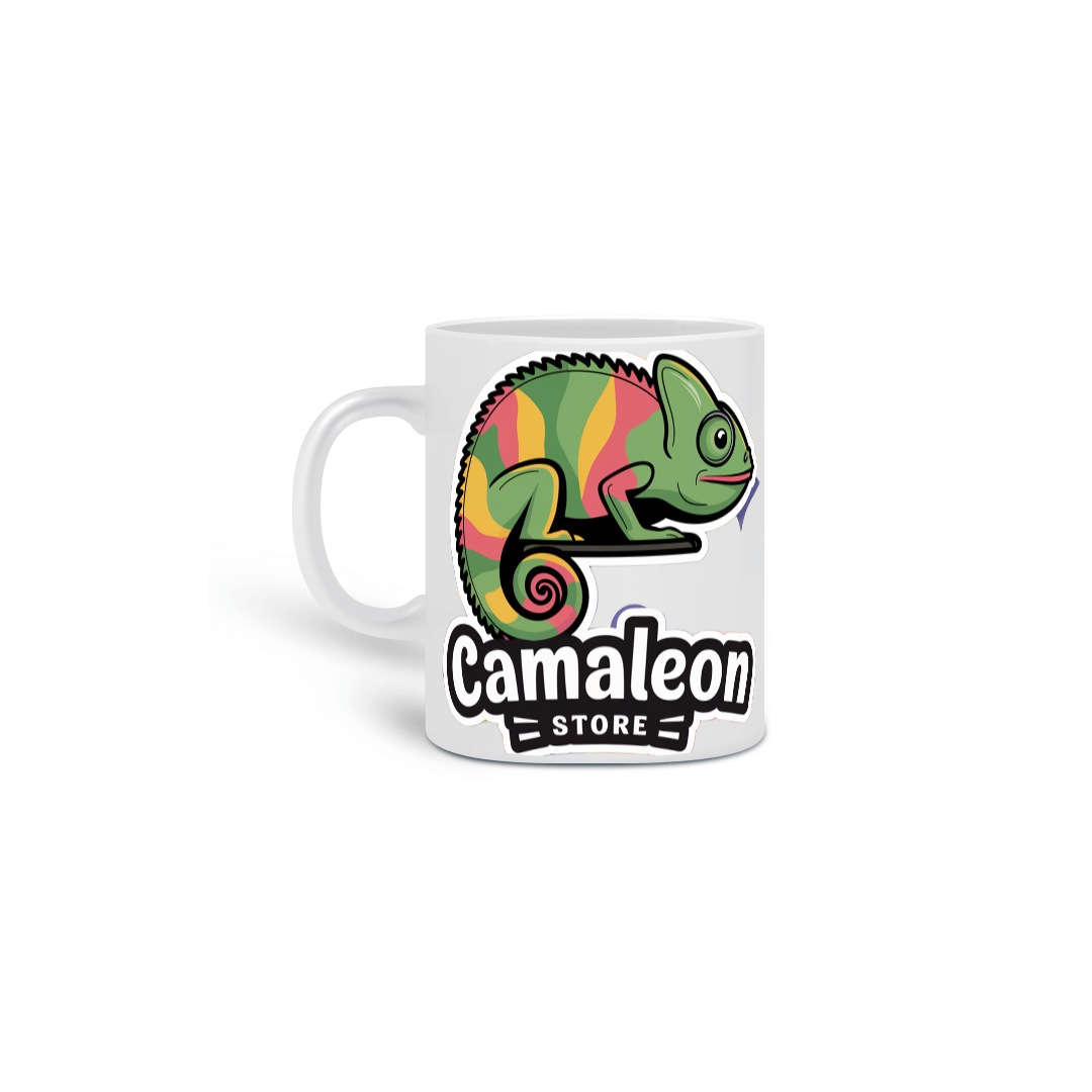 Caneca Cerâmica Branca Estampa Logo Camaleon
