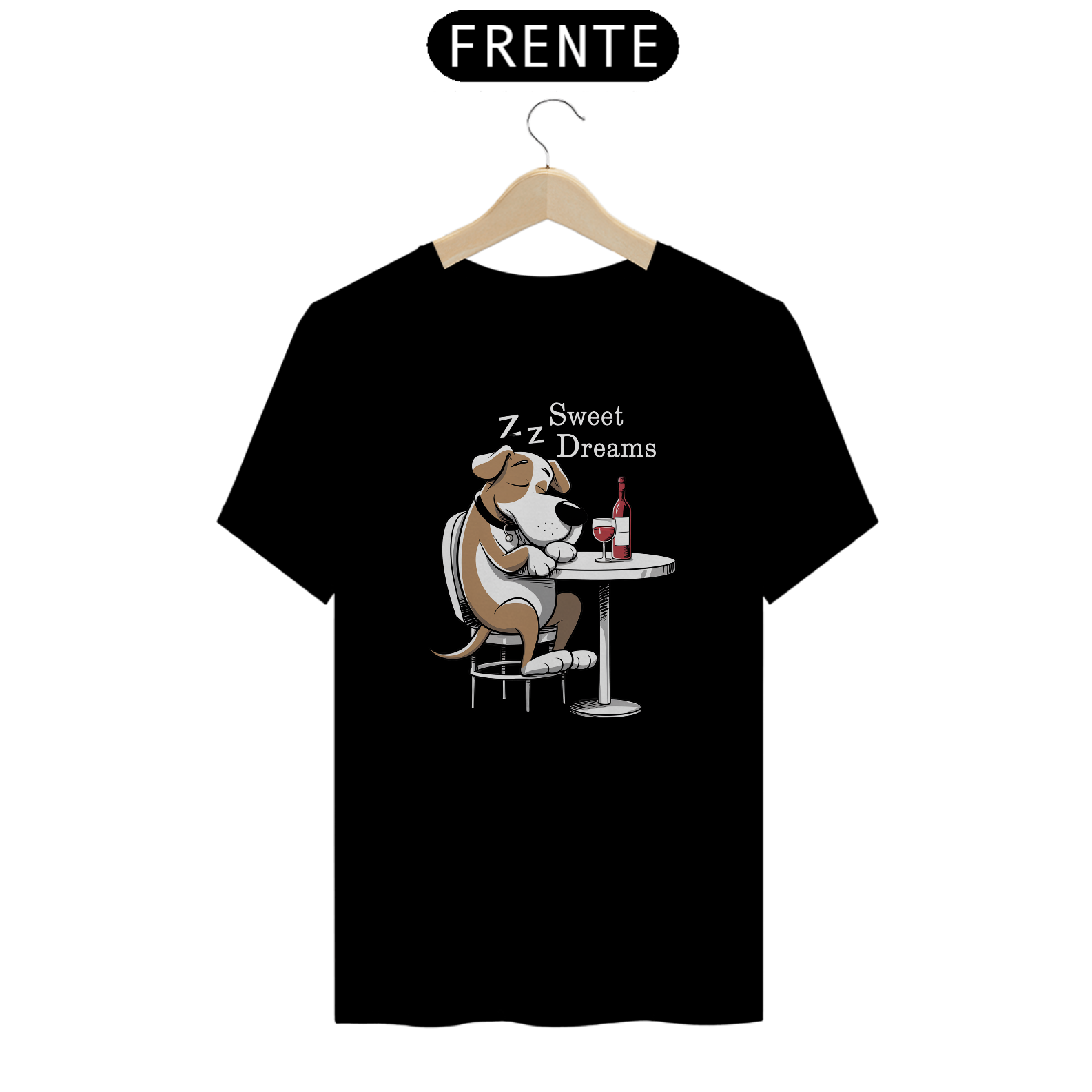 T-shirt Classic com Estampa de Cão no Bar