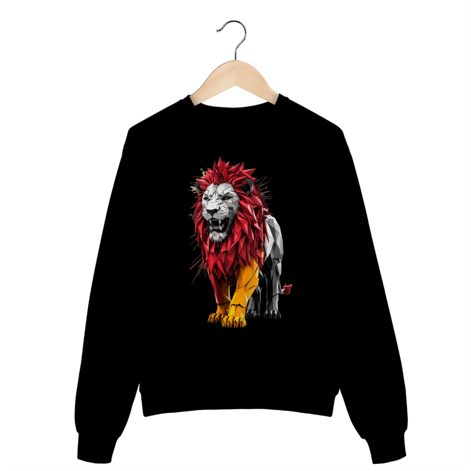 Moletom Fechado Estampa Leão Geometria 
