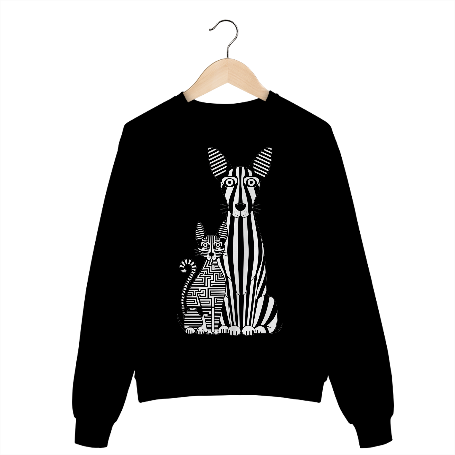 Moletom Fechado Estampa Gato Cachorro Lista