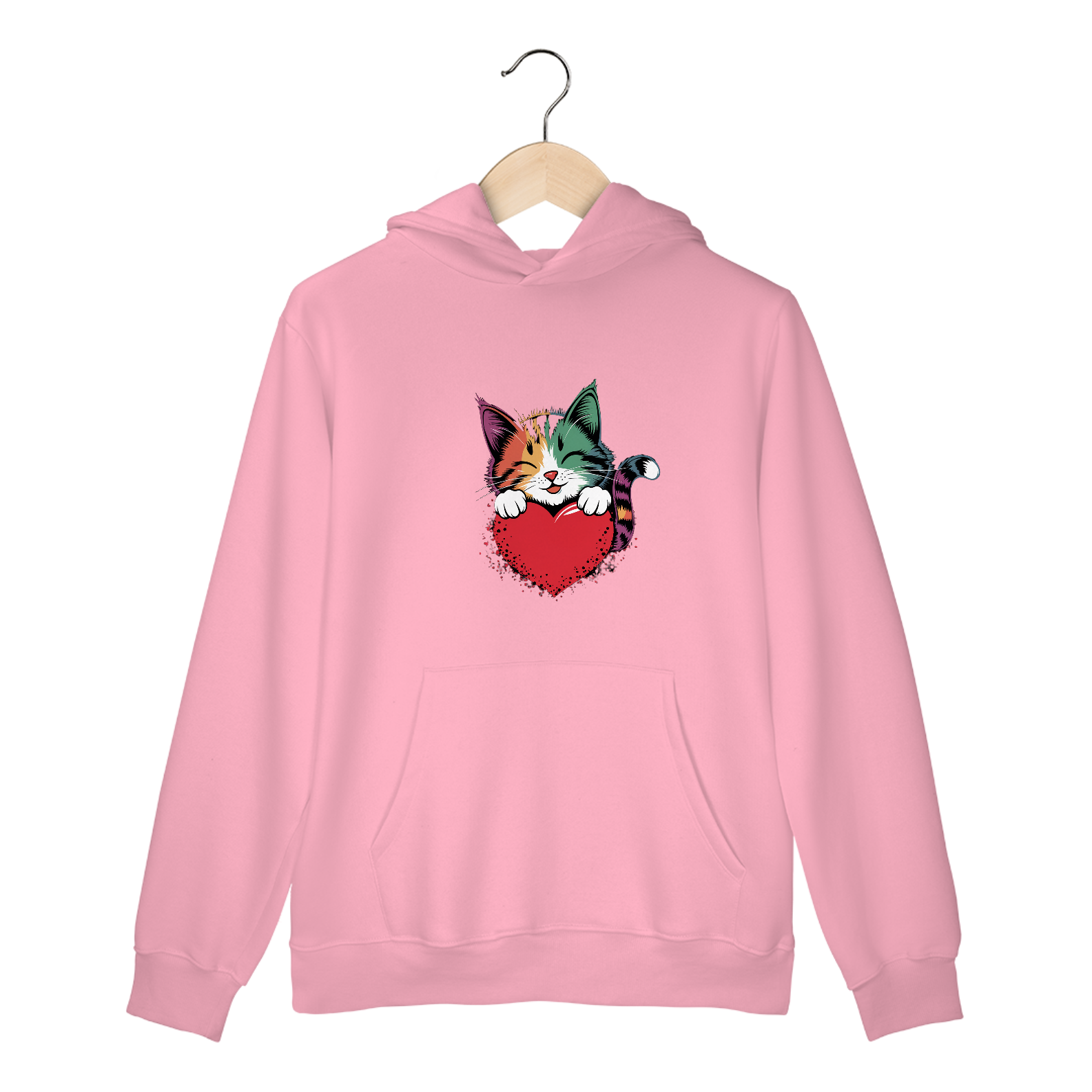 Moletom Canguru com Bolso e Capuz Estampa  Coracao Namorados