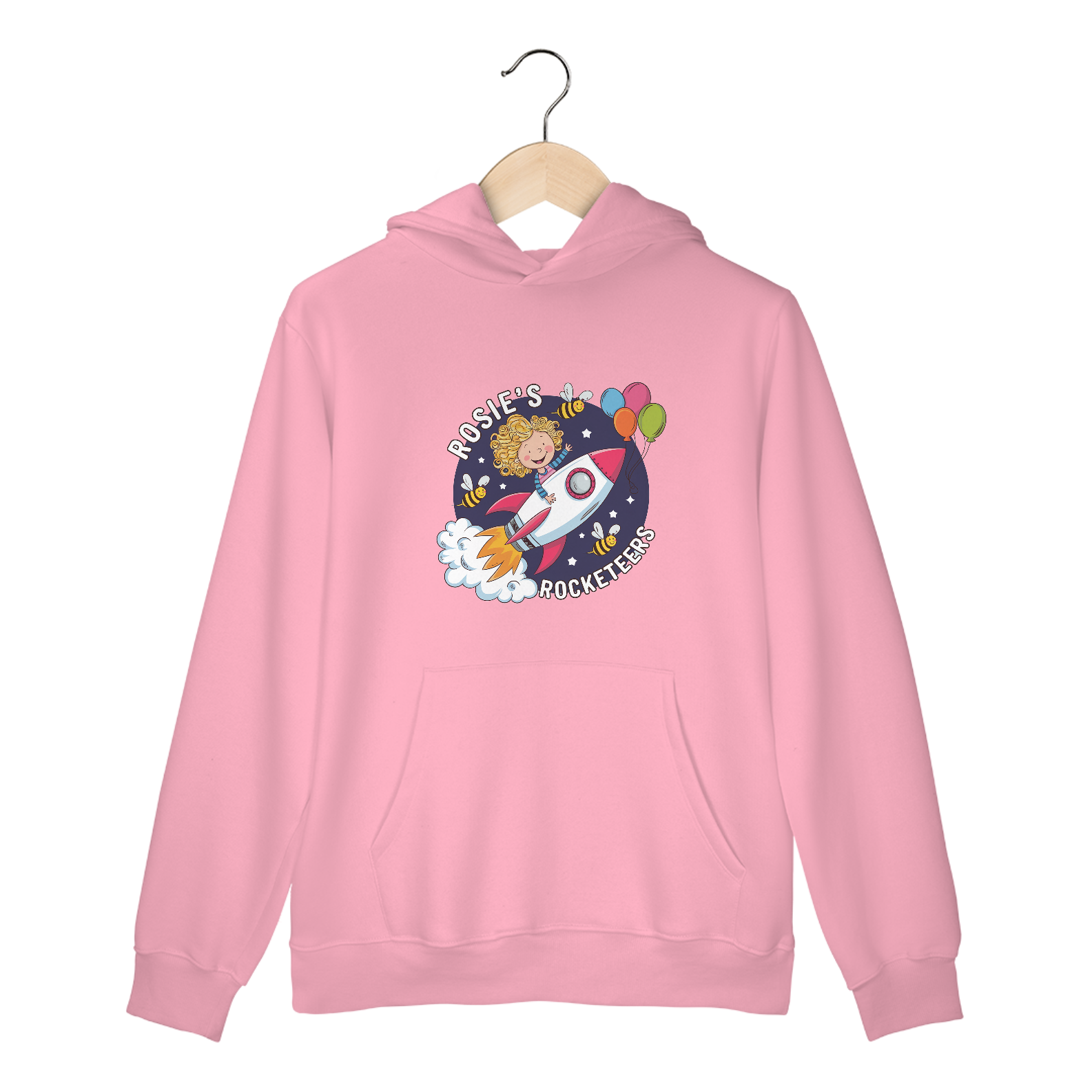 Moletom Canguru com Bolso e Capuz Estampa Menina Foguete Space