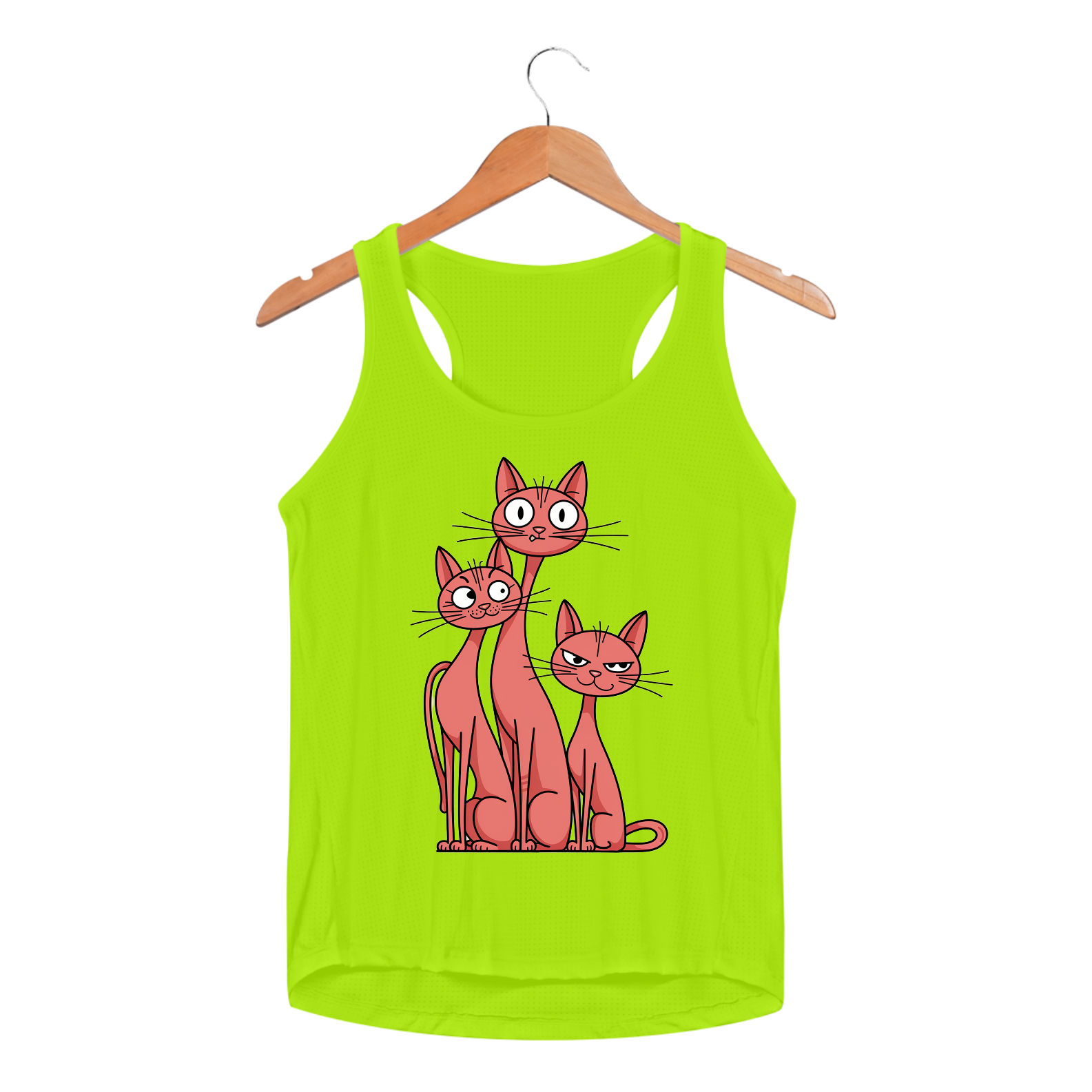 Regata Feminina Sport Dry UV estampa 3 gatos esbeltos laranja