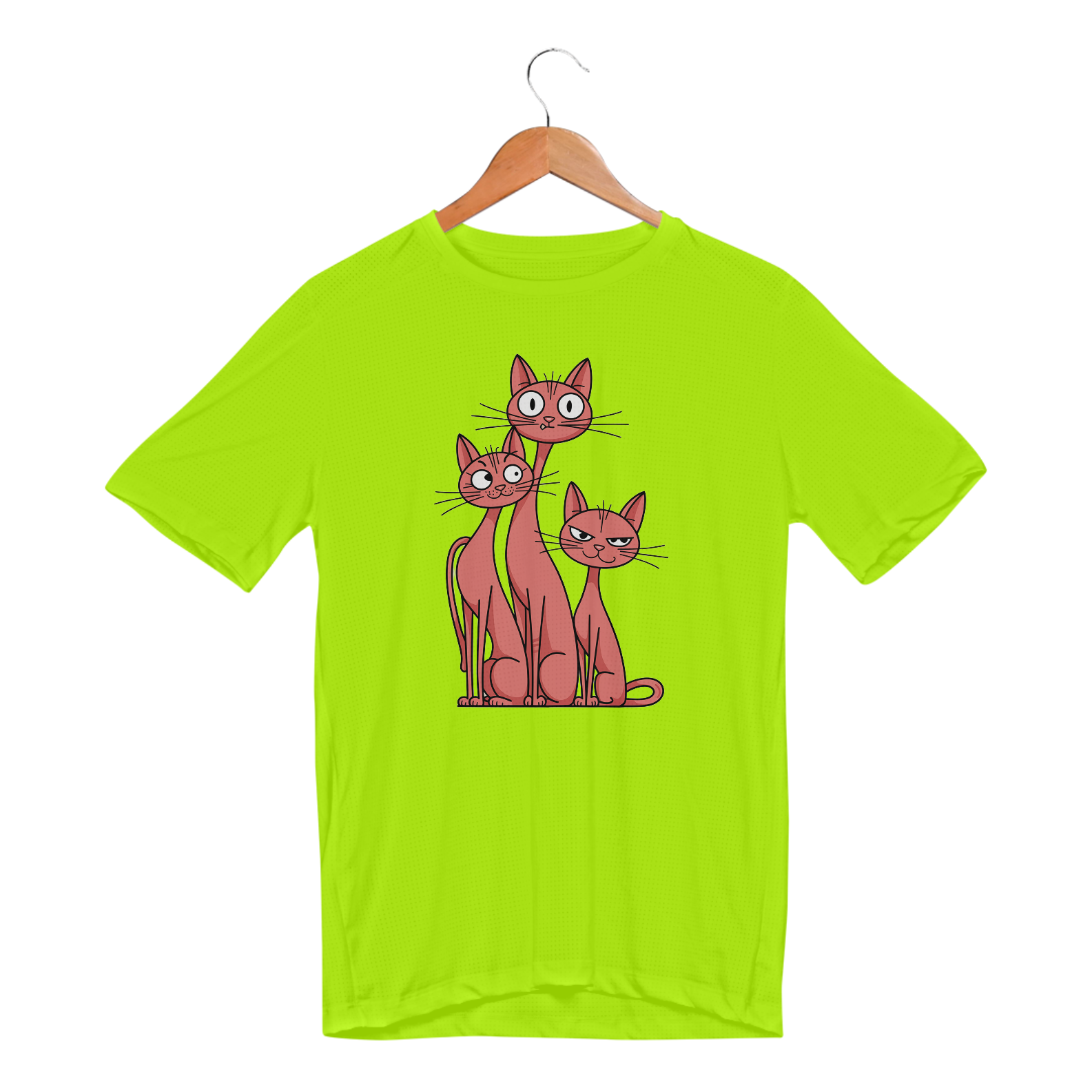 Camiseta Sport Dry UV Estampa 3 gatos esbeltos laranja