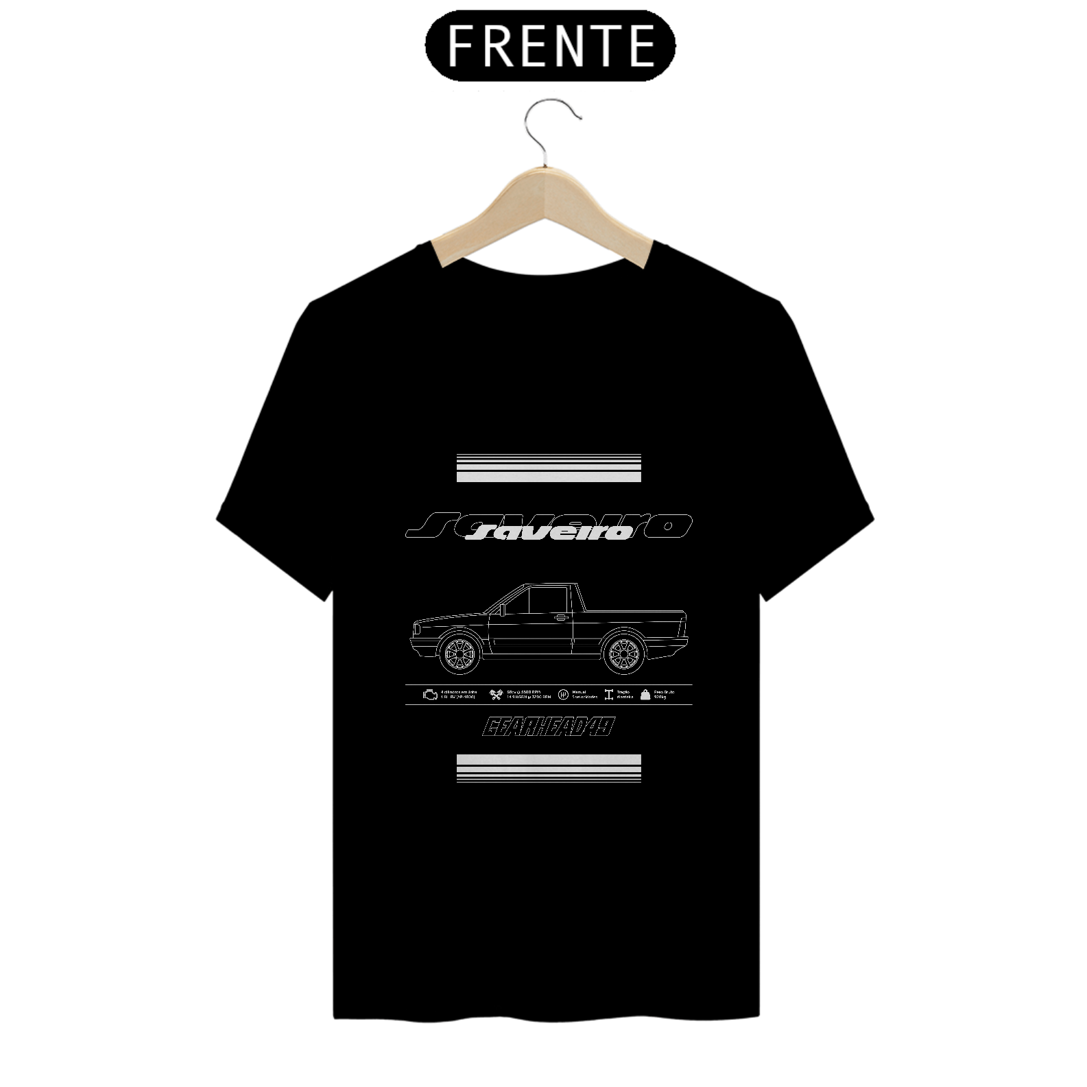 Camiseta Saveiro Quadrada - Estampa Branca