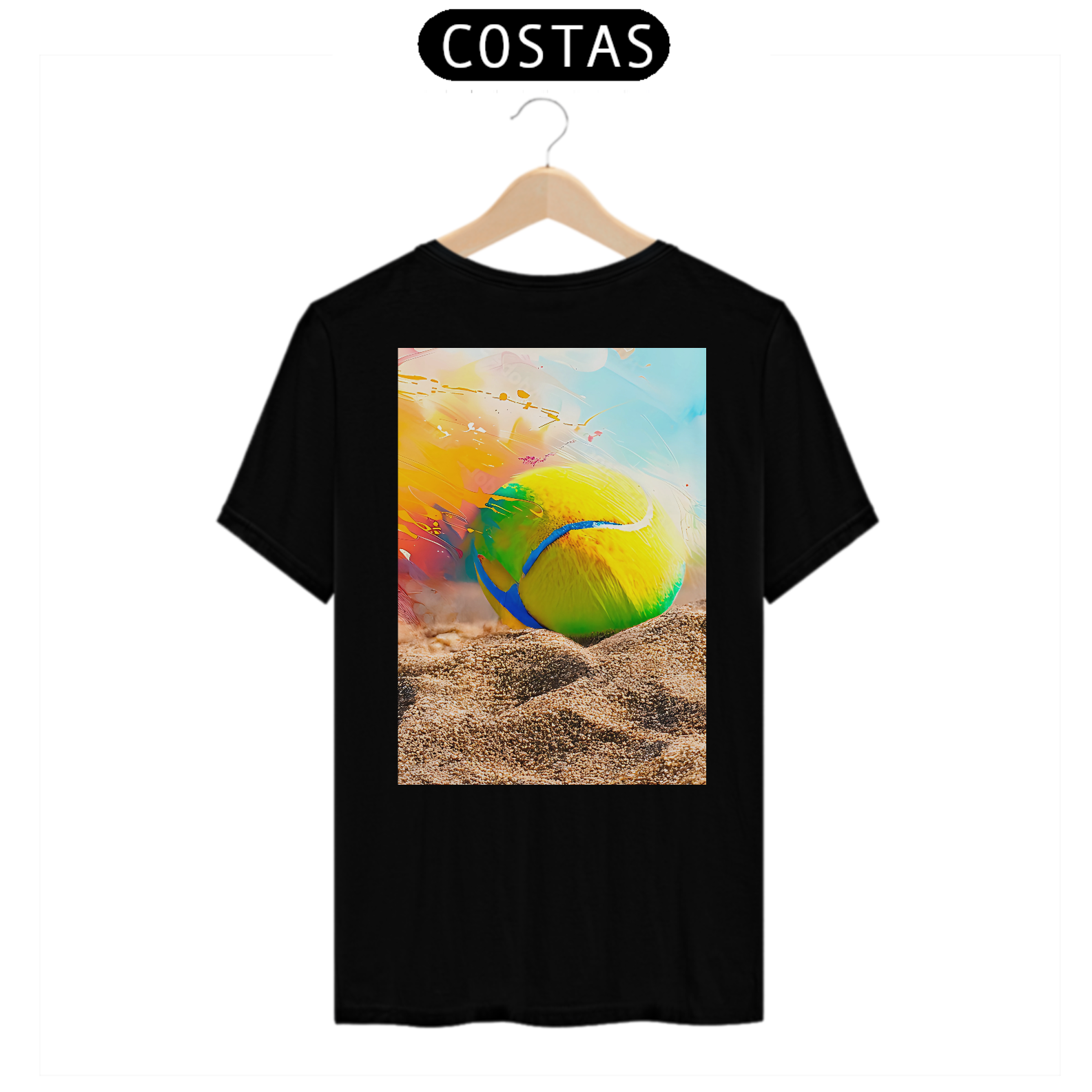 Camisa 100% Algodão - Bola de Beach Tennis na Areia (Costas)