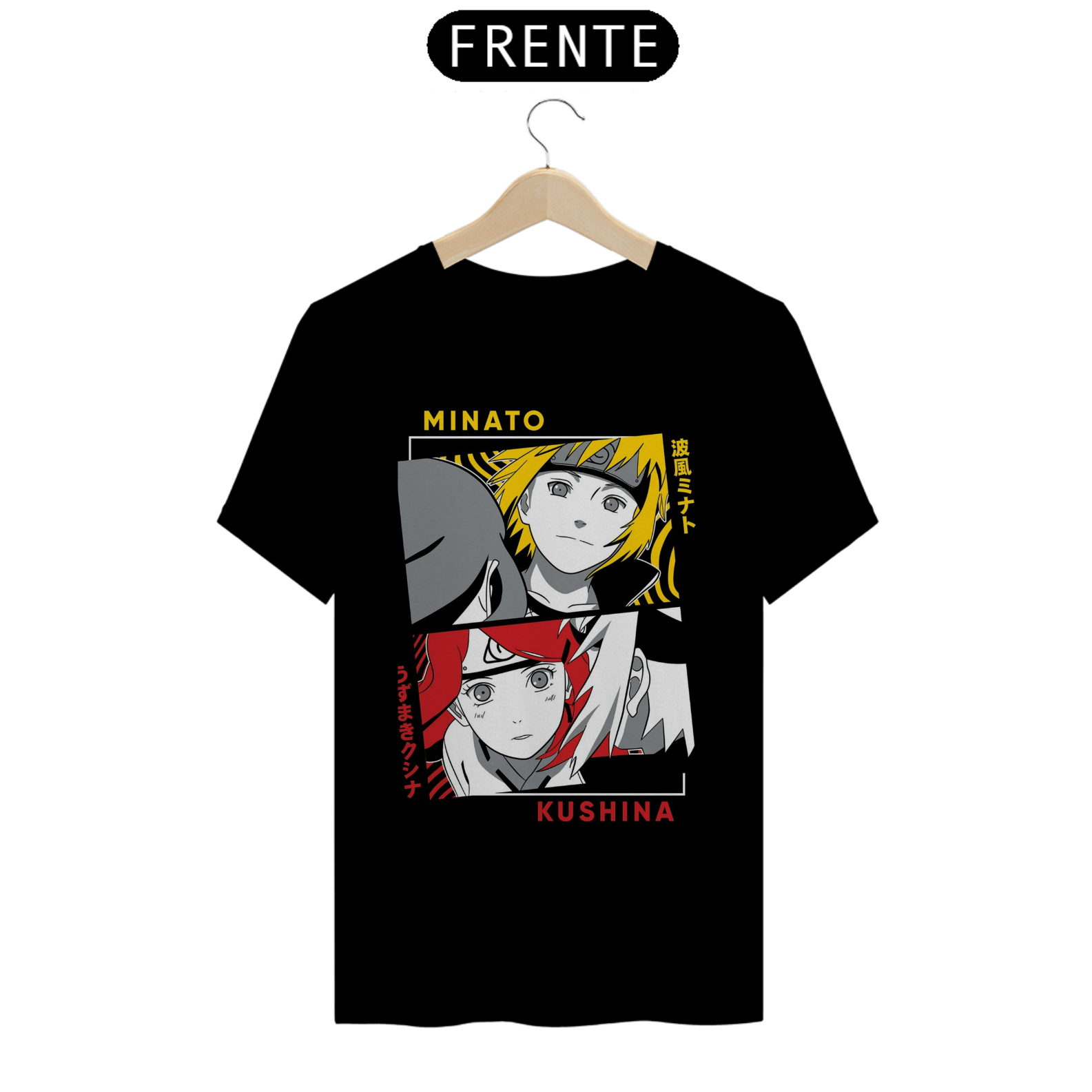 Coleção de Camisetas Naruto - Personagem Minato Namikaze e Kushina Uzumaki