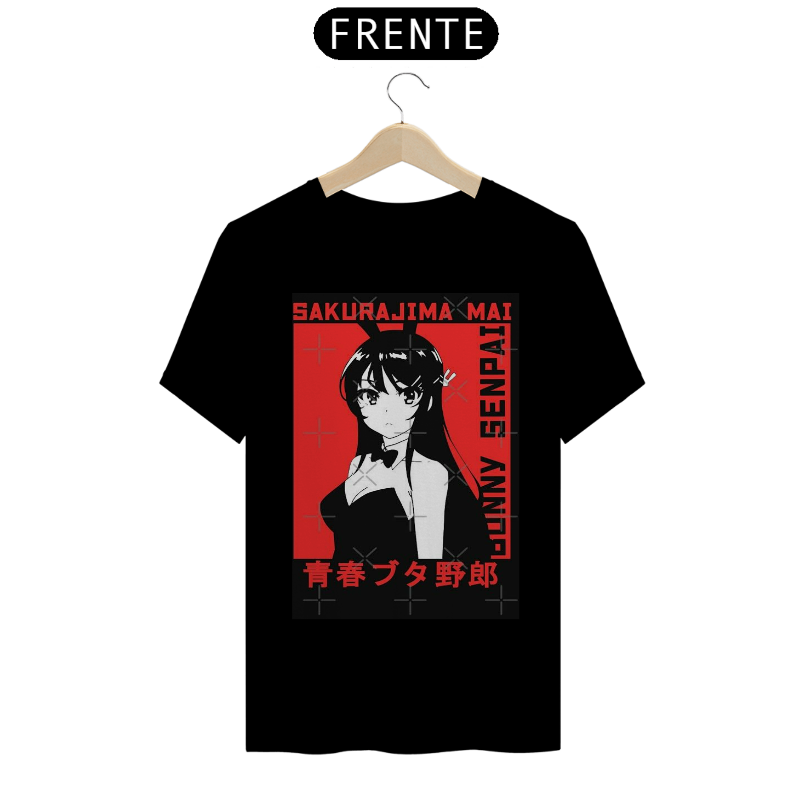 Coleção de Camisetas Animes Variados - Seishun Buta Yarō wa Bunny Girl Senpai - Mai Sakurajima (Camiseta Preta 2)
