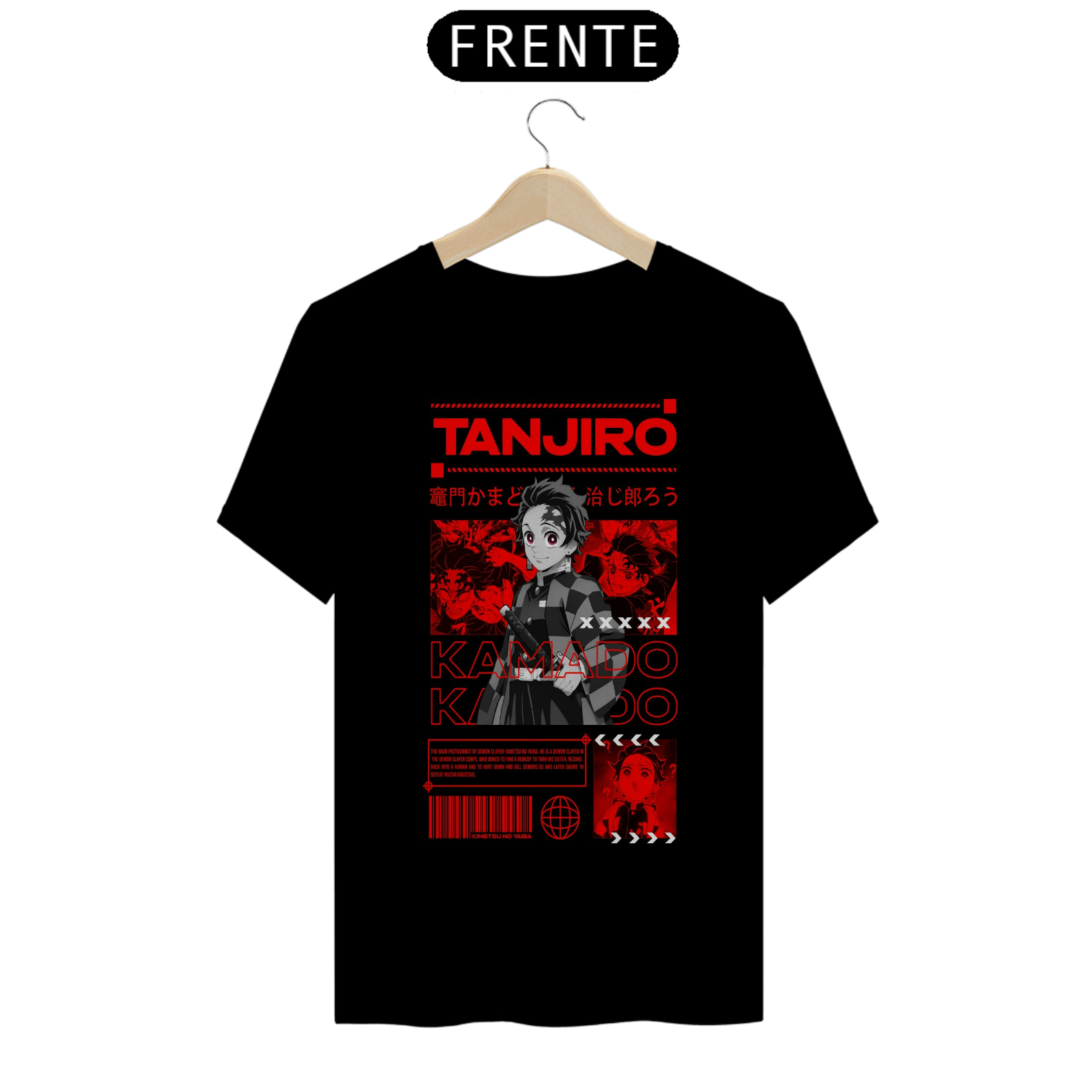 CAMISETA COLEÇÃO KIMETSU NO YAIBA - TANJIRO  1ª FORMA PRETA