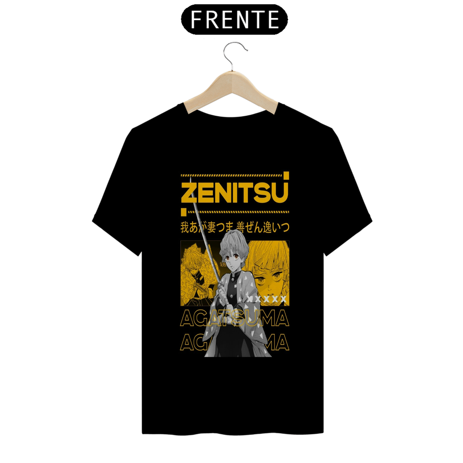 CAMISETA COLEÇÃO KIMETSU NO YAIBA -  ZENITSU 4ª FORMA PRETA