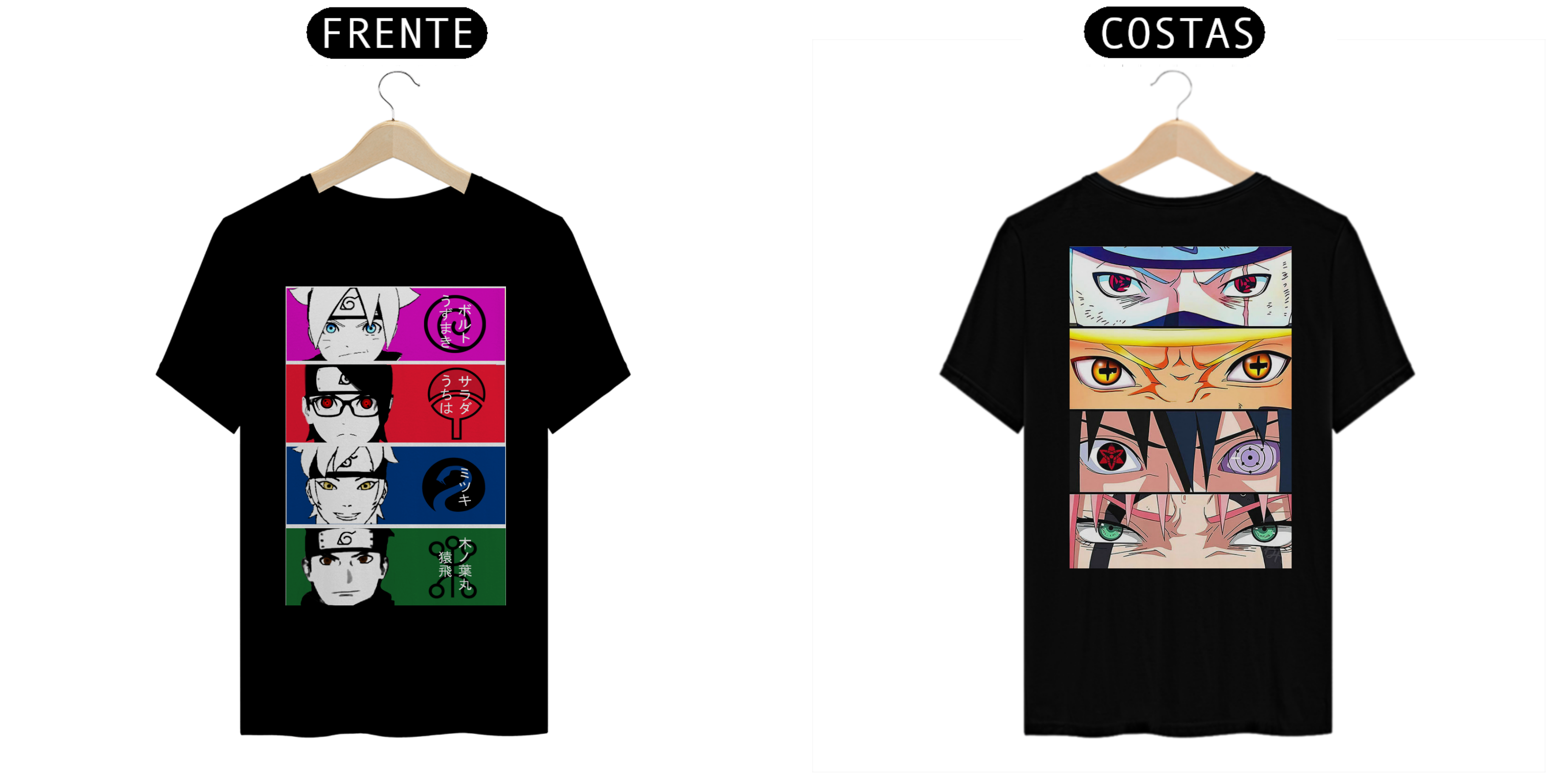 Coleção Camisetas Animes - Boruto - Naruto - time 7 Konohamaru e Time 7 Kakashi 