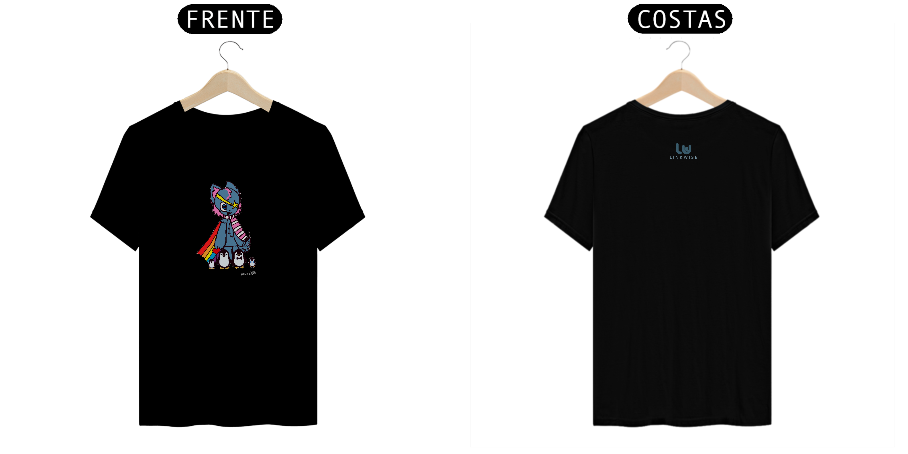 Camiseta da Manú Pinguins Estrela Adulto Escura v.2