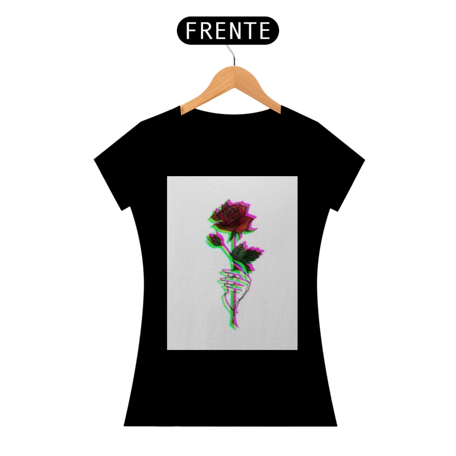 Camisa basica estampa de rosa