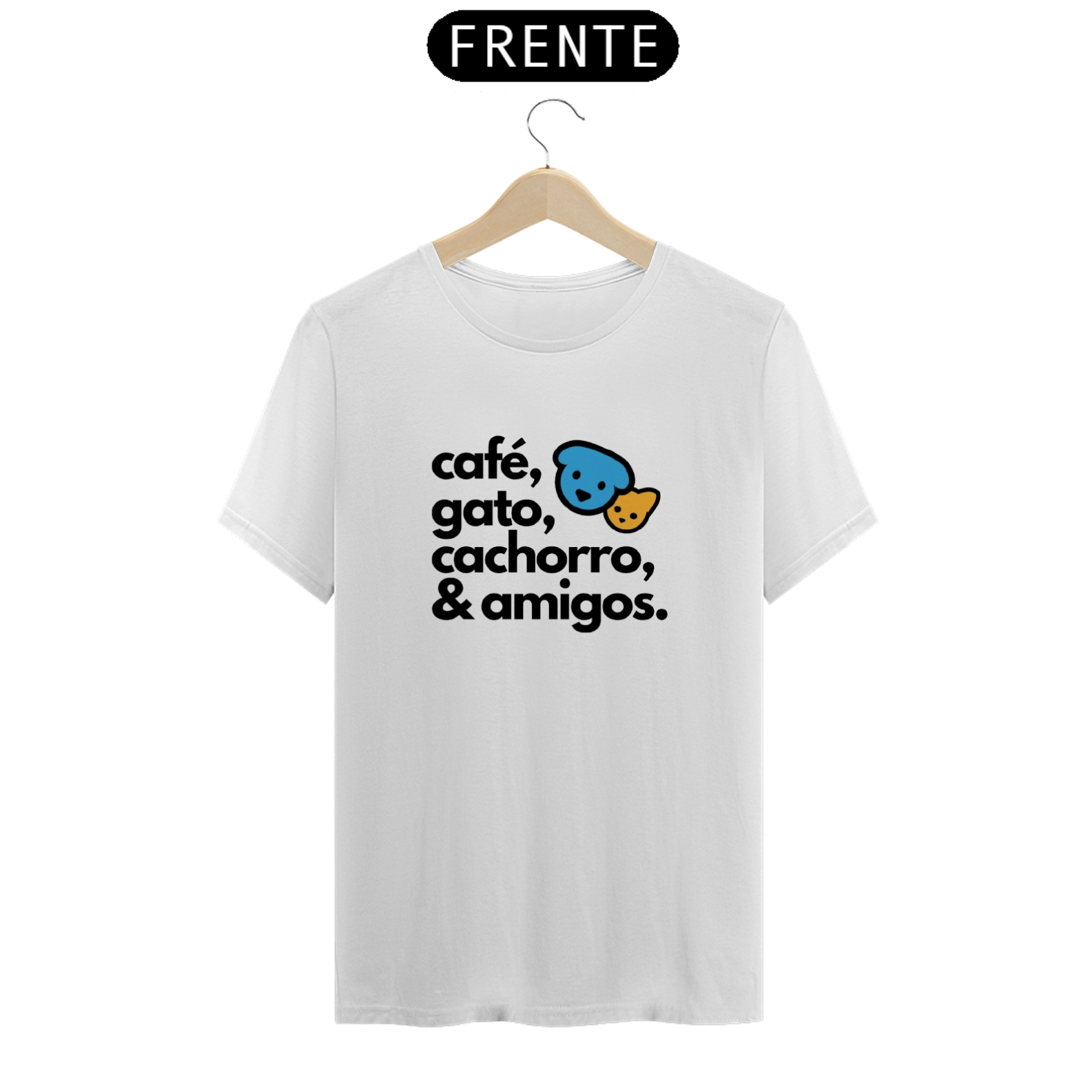 CAFÉ, GATO, CACHORRO E AMIGOS - T-SHIRT PRIME