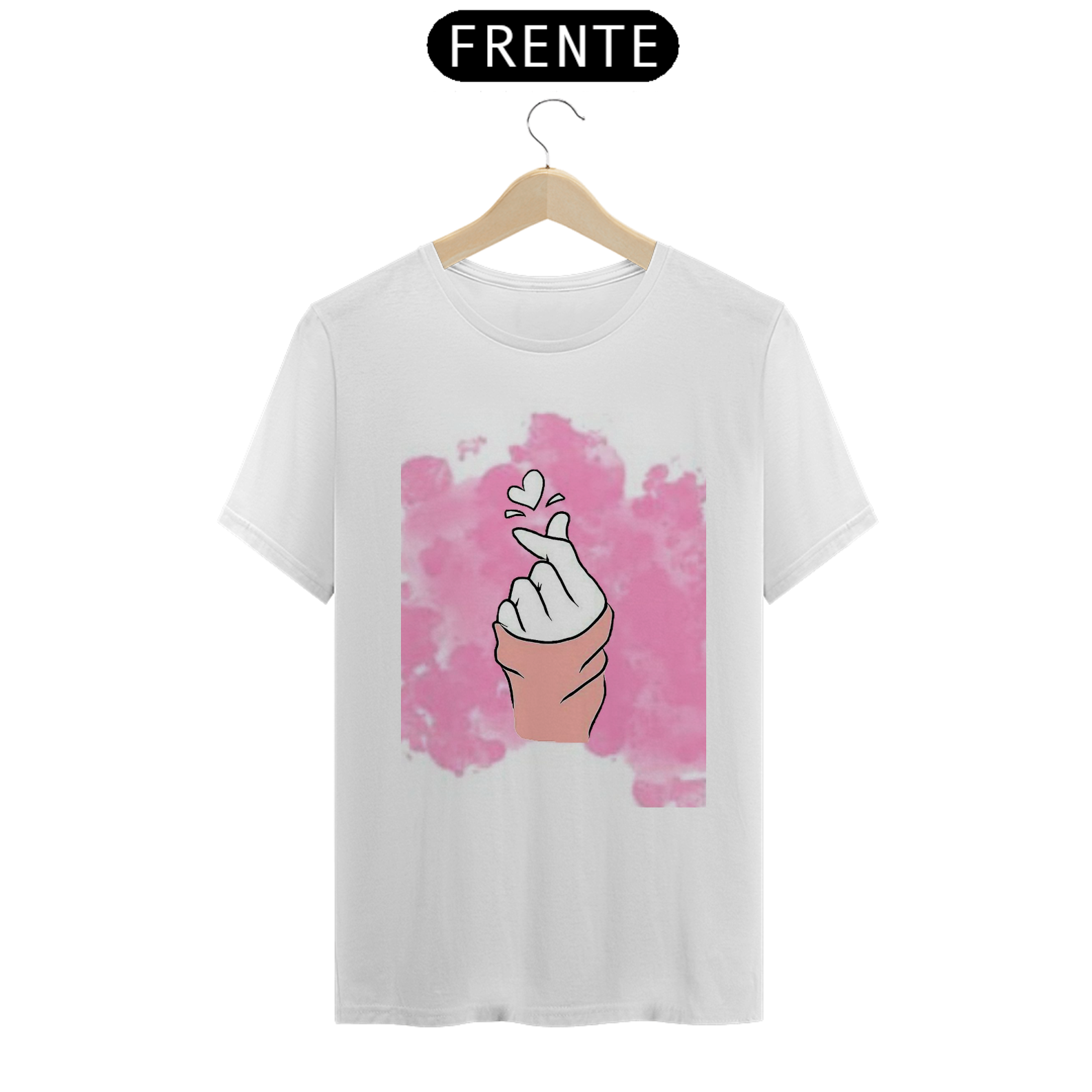 camiseta coracao rosa