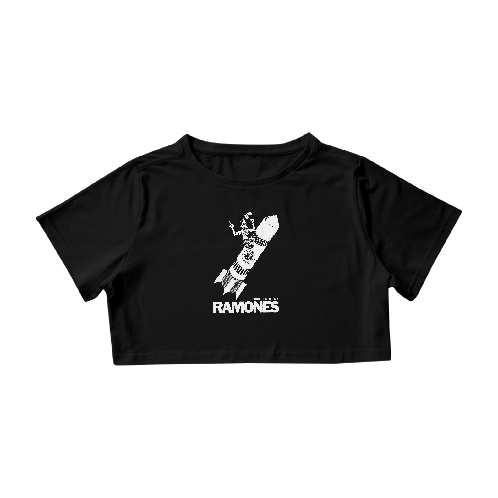 Camisa Cropped Ramones - Rocket To Russia - Coleção Rock/Punk/Hard Core
