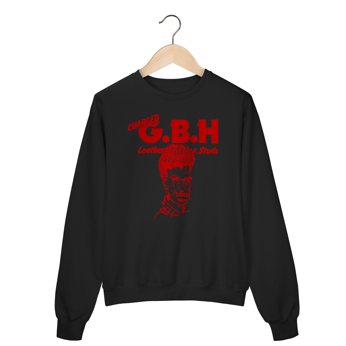 Moletom Fechado Premium GBH - Leather, Bristle, Studs and Acne - Coleção Punk/ Hardcore